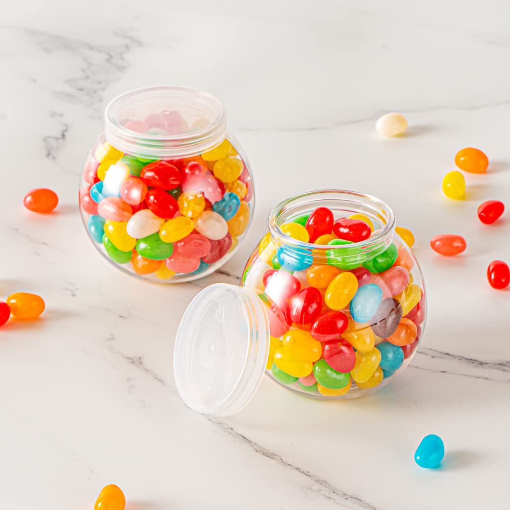 100-Pack 3oz Disposable Plastic Candy Jars with Snap-On Lids - Clear Bulbous Design for Yogurt, Parfait, Snacks, Spices & Desserts | Perfect for Party Favors, Wedding Decor, Candy Buffets & Small Food Storage
