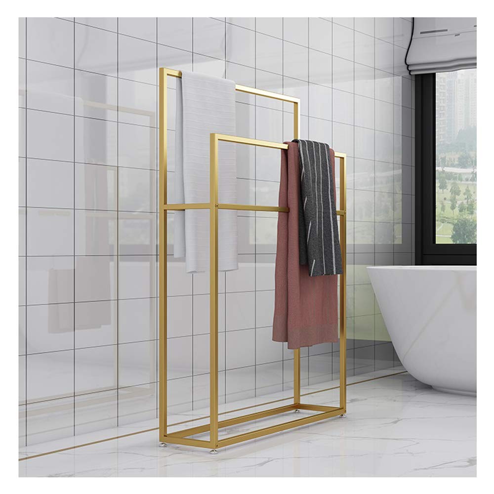 Wing Metal Free Standing Towel Rack - Large Heavy Duty Bathroom Towel Holder Stand, Rust-Resistant Gold Finish (85×20×110cm) for Kitchen, Washroom & Spa - Perfect for Modern Home Decor & Luxury Hotel Style