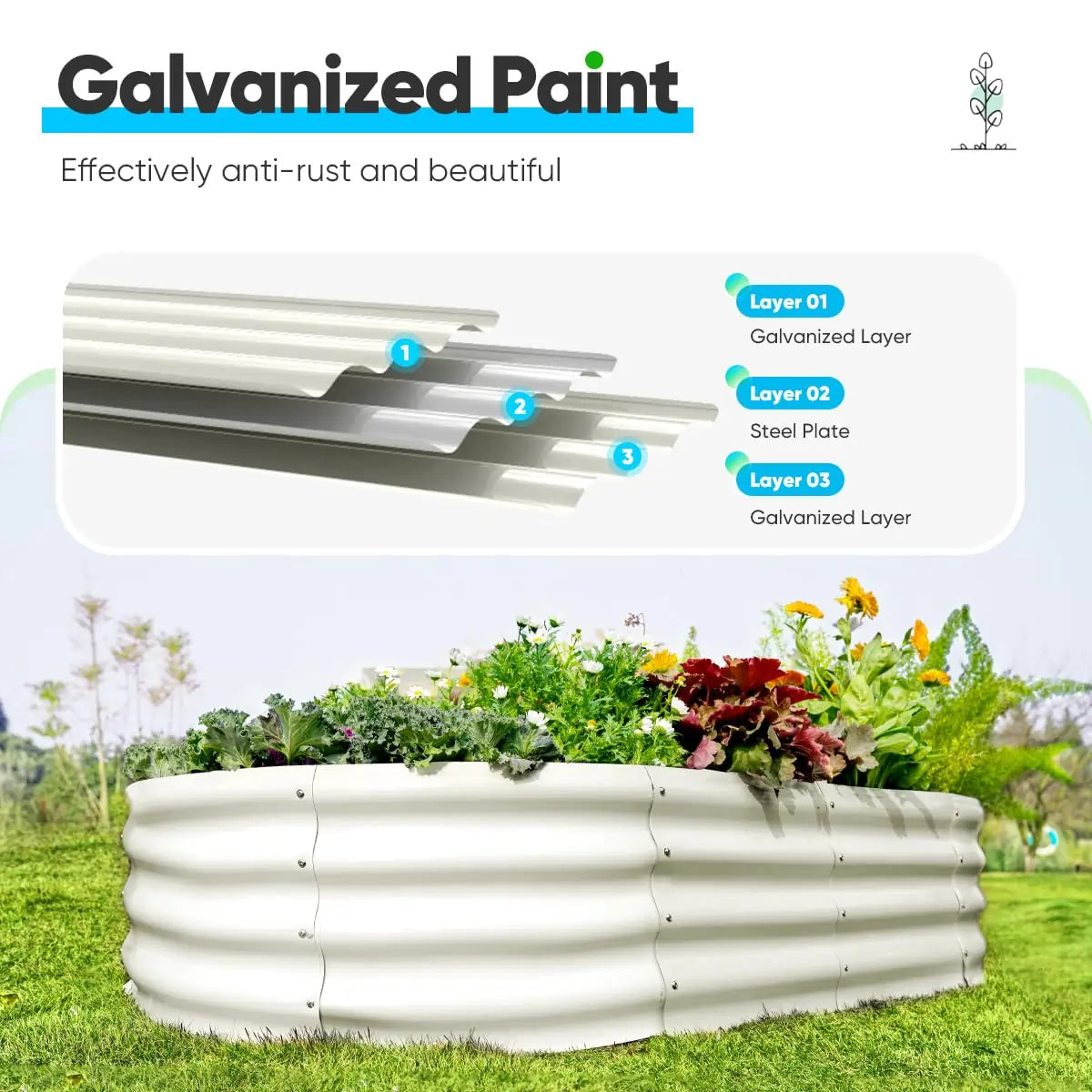 6' x 3' x 1' Oval Galvanized Steel Raised Garden Bed Kit - Beige Color for Outdoor Gardening, Vegetables, Flowers & Herbs - Perfect for Backyard, Patio & Small Space Gardening