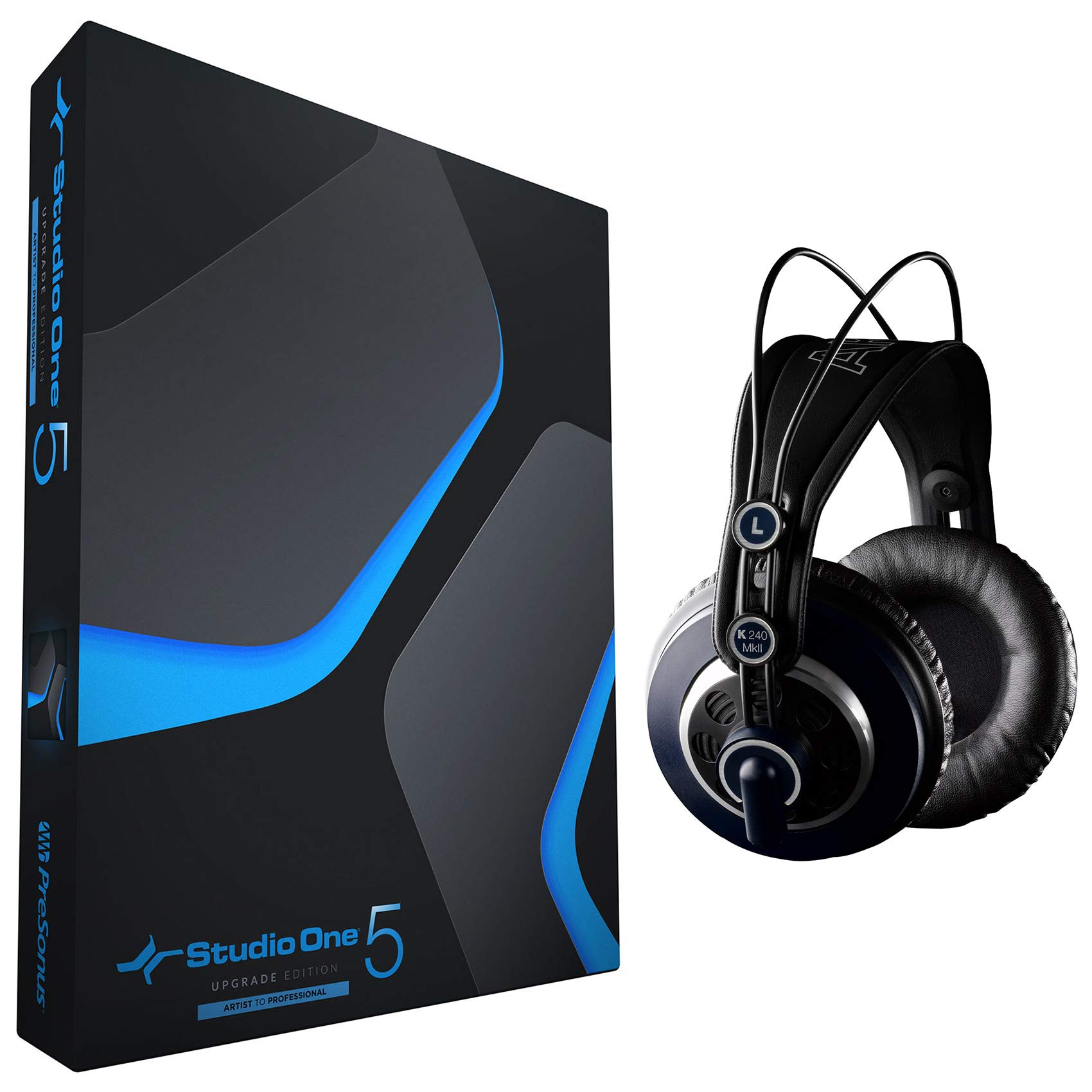 PRESONUS S15 Art UPG Studio One 5 Professional DAW Software Upgrade from Artist Version | AKG K240 MKII Pro Studio Headphones Bundle | High-Fidelity Audiophile Sound Quality | Perfect for Music Production, Recording & Mixing