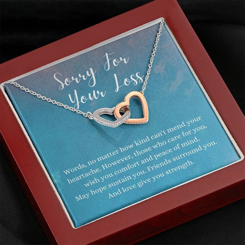 Handmade Interlocking Hearts Necklace - Personalized Memorial Gift for Loss of Spouse (White & Gold) - Perfect for Grieving & Remembrance
