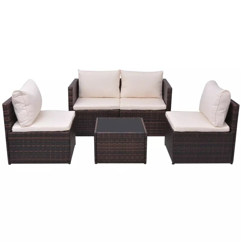 13-Piece Brown Poly Rattan Patio Sectional Sofa Set with Tea Table - Outdoor Garden Furniture for Poolside, Backyard & Conversation Areas