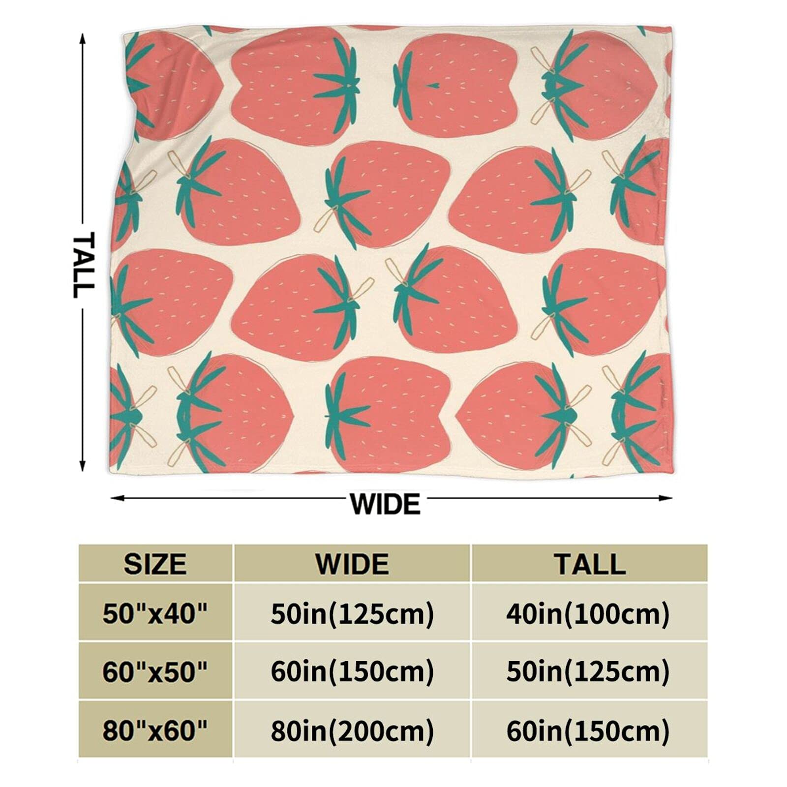 Soft Flannel Strawberry Throw Blanket 60