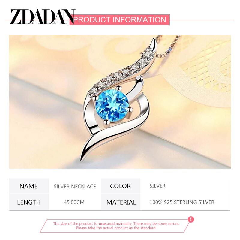 925 Sterling Silver Blue Crystal Pendant Necklace for Women - Elegant Jewelry Gift for Birthday, Anniversary & Special Occasions