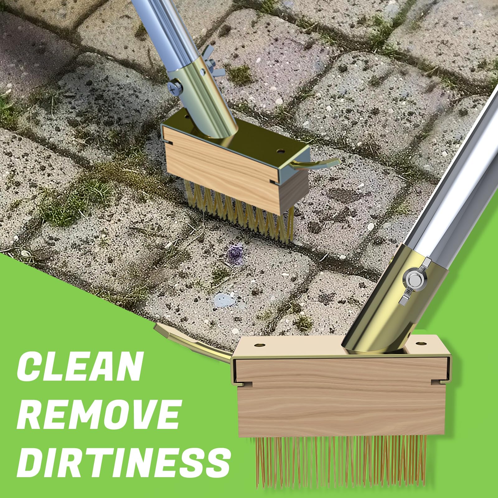 Stainless Steel Crack Weeder Tool Set - Manual Adjustable Handle for Moss & Weed Removal in Driveways, Patios, Pavers & Garden Cracks - Perfect for Lawn Care, Landscaping & Outdoor Maintenance