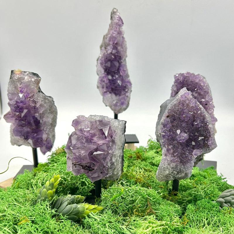 Natural Amethyst Crystal Clusters on Pins - Healing, Spiritual Growth & Energy Cleansing | Premium Brazilian Gemstones | Perfect for Meditation, Chakra Balancing & Home Decor