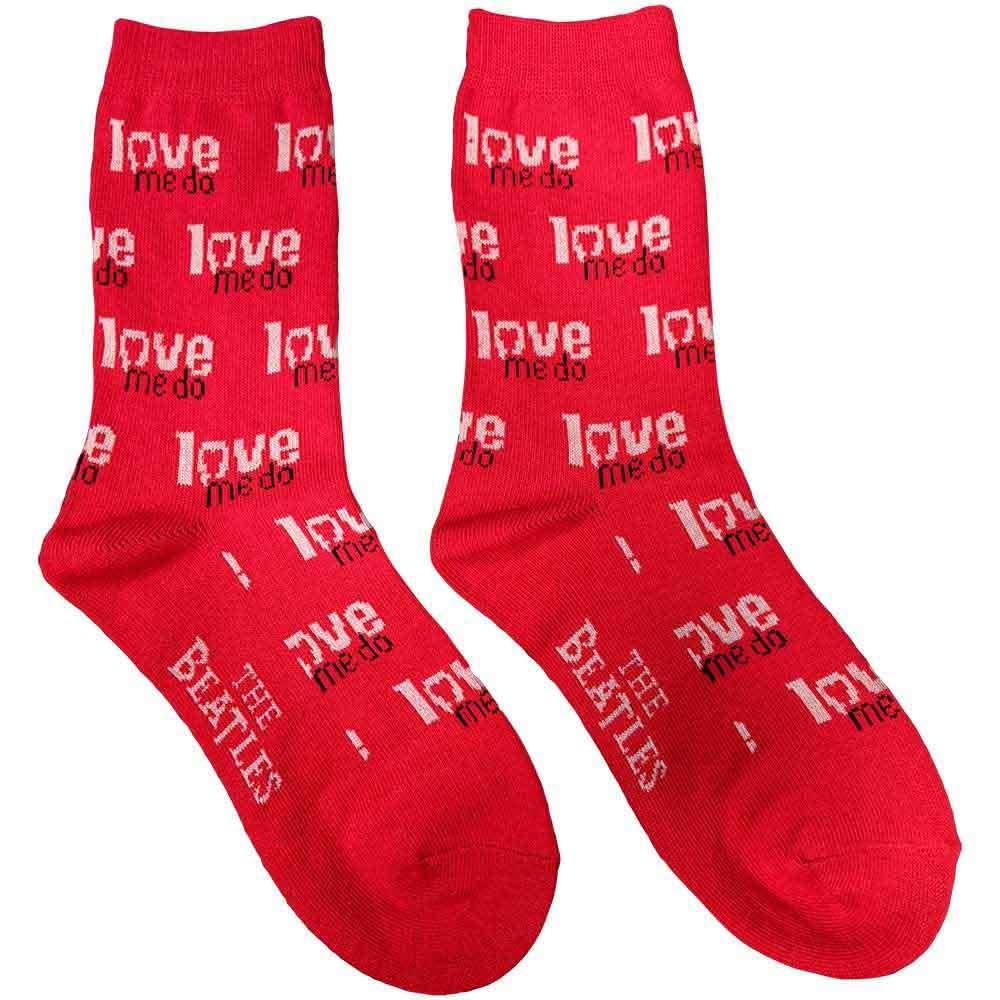 The Beatles Socks for Men - Love Me Do Design - Red Cotton Crew Socks - Perfect Gift for Music Lovers & Beatles Fans - Ideal for Concerts, Gifting & Everyday Wear