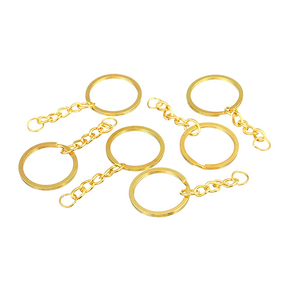 iZasky 20Pcs Split Key Rings with Chain - Stainless Steel Keychain Set in Gold/Silver/Bronze, Open Jump Rings & Connectors for DIY Crafts, Jewelry Making & Key Organization (Gold) - Perfect for Keychains, Bag Charms & Craft Projects
