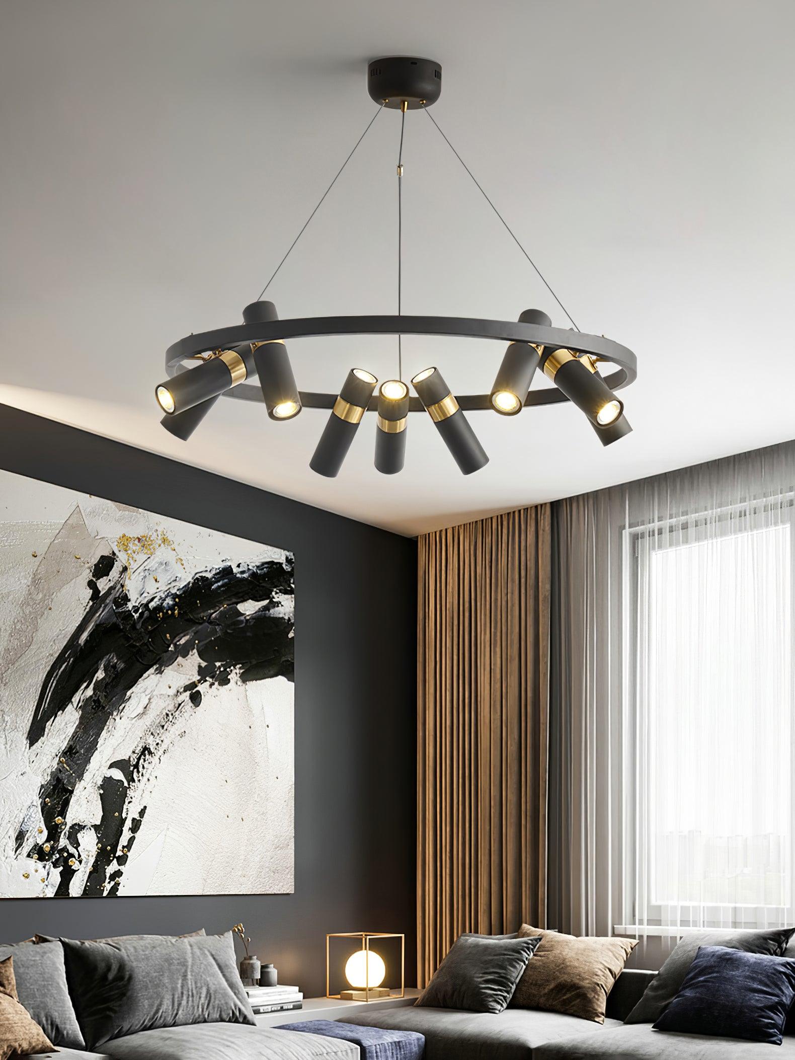 Black Multi-Pipe Chandelier - Modern Industrial Ceiling Light Fixture for Dining Room, Living Room & Bedroom Decor