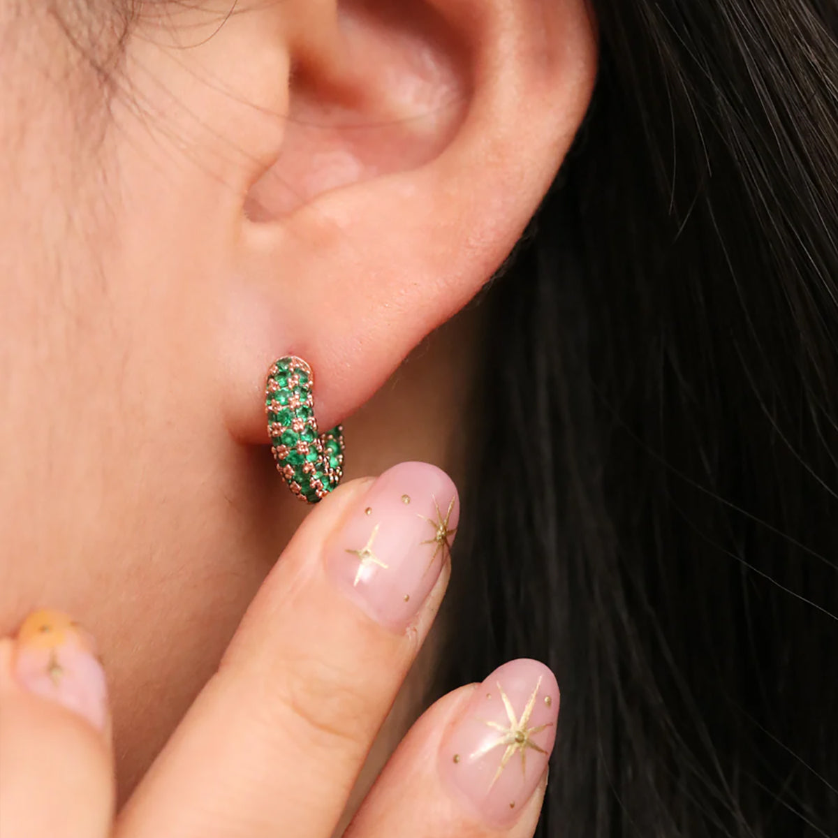 Gemstone Semi Hoop Earrings for Women - Elegant Dangle Earrings for Daily Wear & Special Occasions