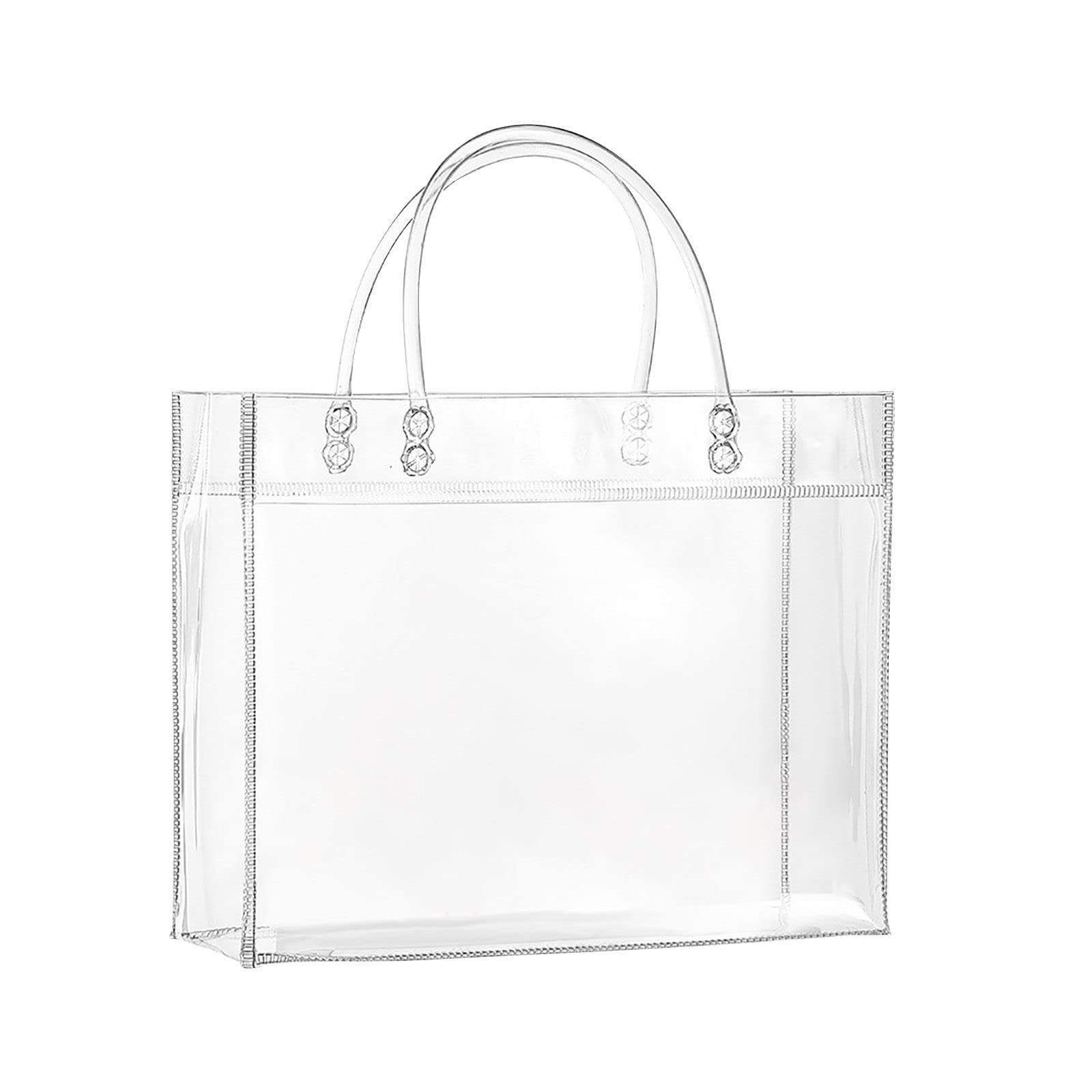Clear PVC Cosmetic Makeup Bag with Zip Handle - Waterproof Travel Toiletry Organizer for Airport, Vacation & Daily Use (Size B, One Size) - Perfect for Makeup Brushes, Lipsticks & Skincare Products