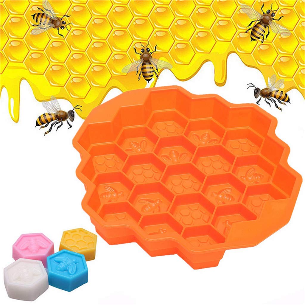 iHHAPY Silicone Baking Mold - 3D Honeycomb Chocolate & Soap Mold for DIY Cakes, Cupcakes & Crafts (Orange) | Perfect for Birthday Parties, Wedding Desserts & Home Baking