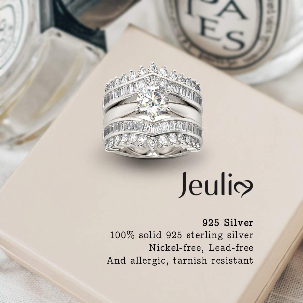 Jeulia 2 Carat 3PC Wedding Ring Set for Women - Marquise & Oval Cut Cubic Zirconia Engagement Rings in Sterling Silver - Solitaire Diamond Anniversary Promise Rings with Jewelry Box - Perfect for Bridal, Proposals & Special Occasions