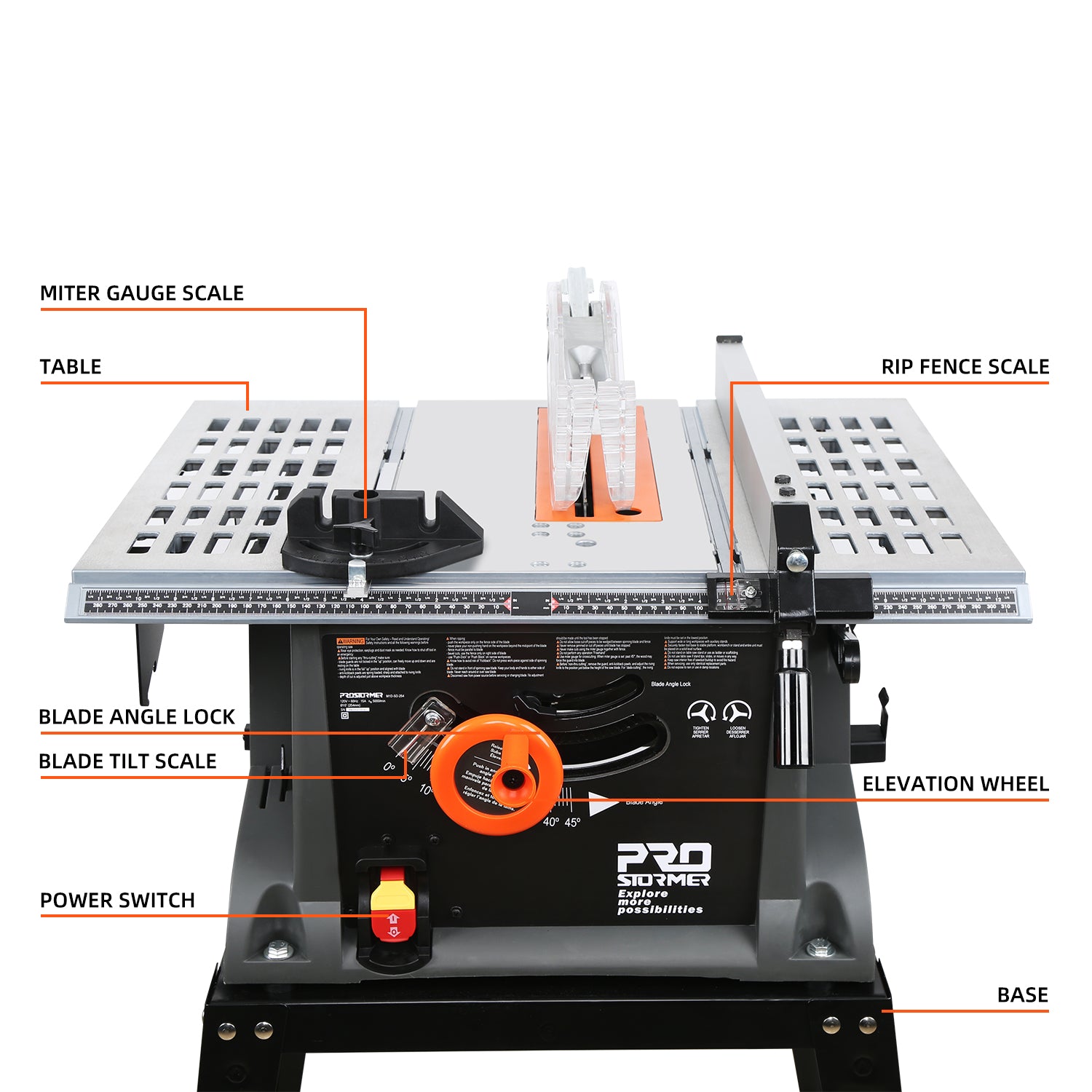 Prostormer 10 Inch 15A Table Saw - Powerful Multifunctional Woodworking Tool for DIY Projects, Carpentry & Home Improvement