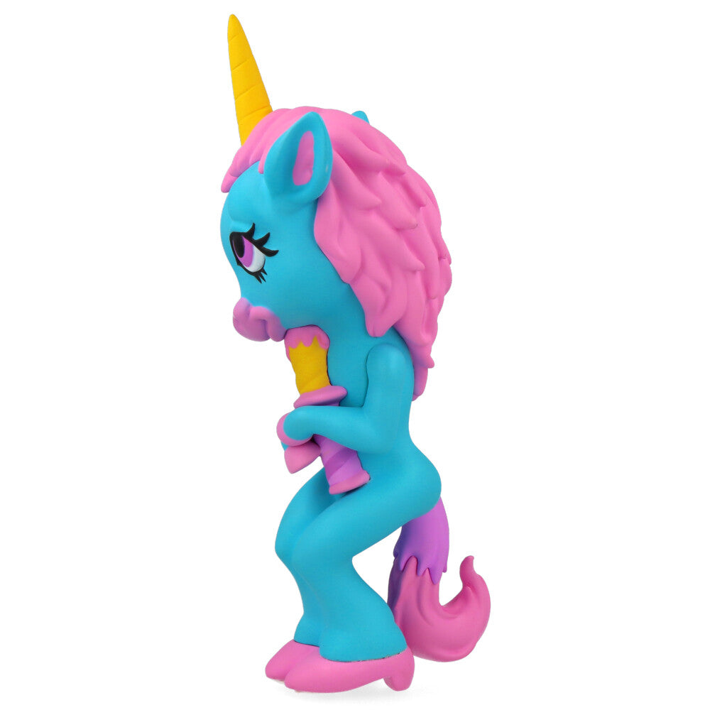 Ron English Forlorn Unicorn Blue Vinyl Art Toy - Collectible Pop Surrealism Figure for Home Decor & Art Display