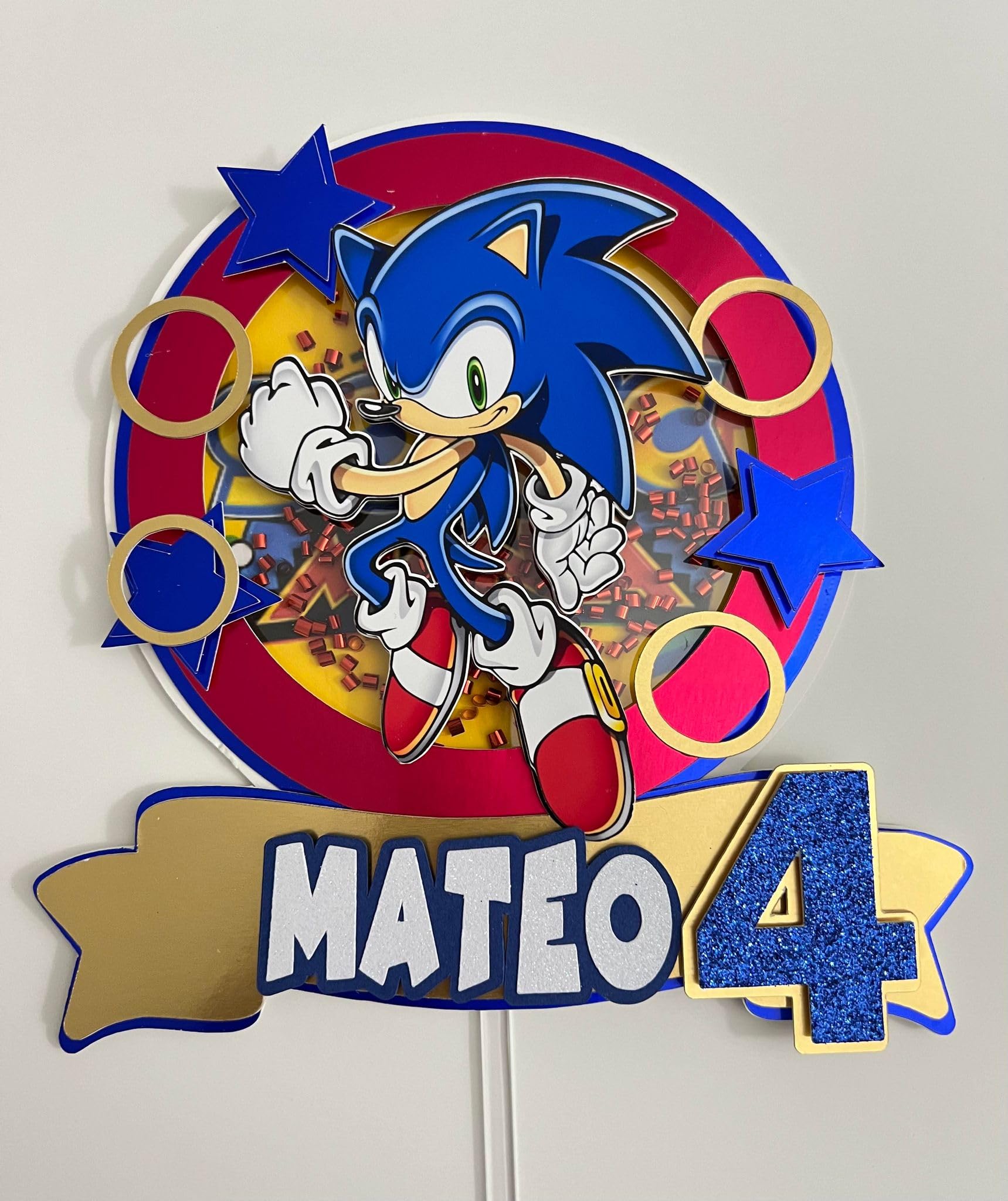 Custom Sonic Cake Topper - 3D Printed Birthday Party Decorations for Kids & Adults - Perfect for Sonic The Hedgehog Themed Cakes, Cupcakes & Desserts