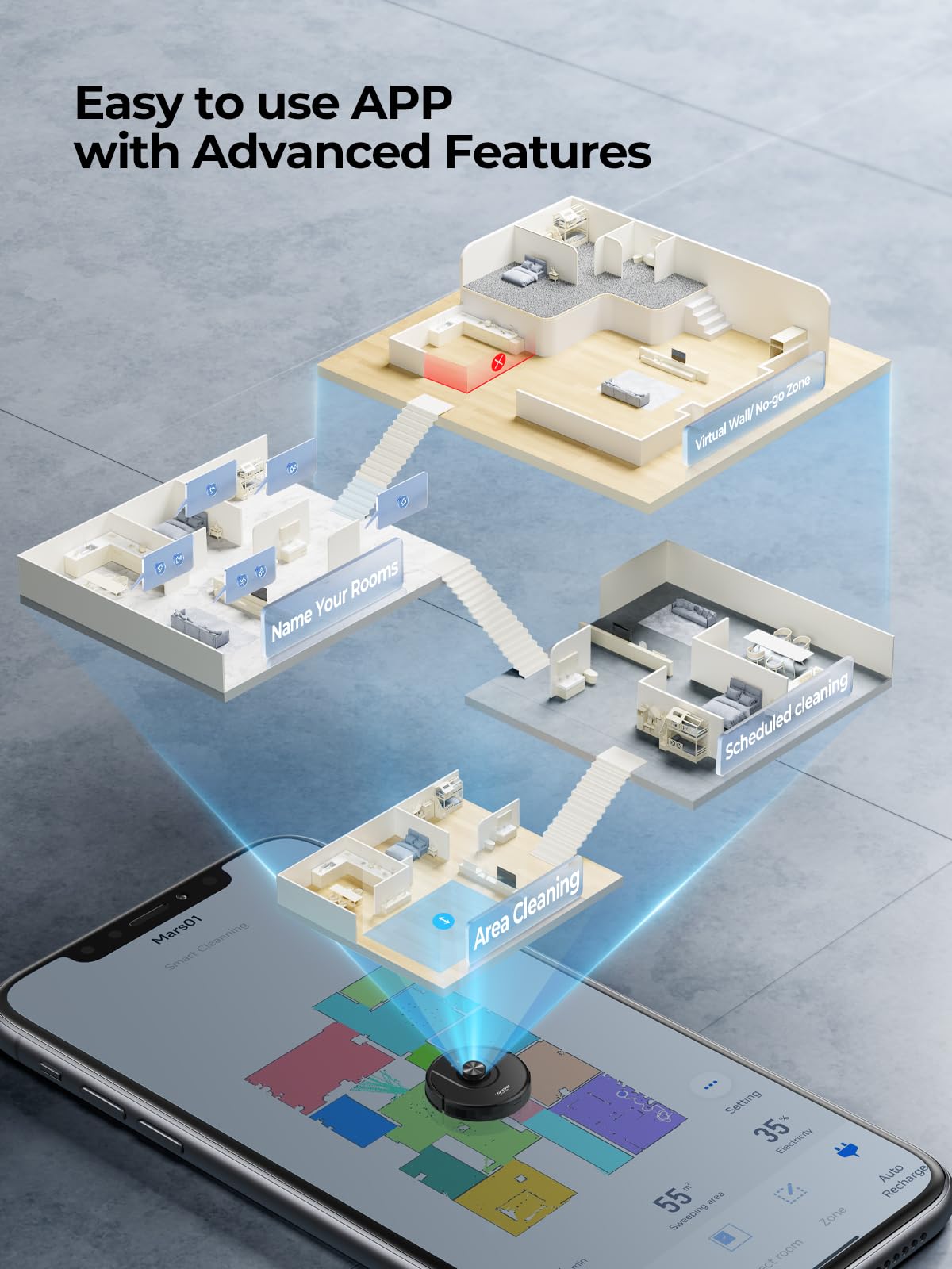 Smart Robot Vacuum and Mop Combo 5000Pa with LiDAR Navigation - 3-in-1 Self-Charging Robotic Cleaner with Auto Carpet Boost, App & Voice Control - Perfect for Pet Hair, Hardwood Floors & Large Homes (5 Maps Storage) - Ideal for Daily Cleaning, Pet Owners & Busy Families