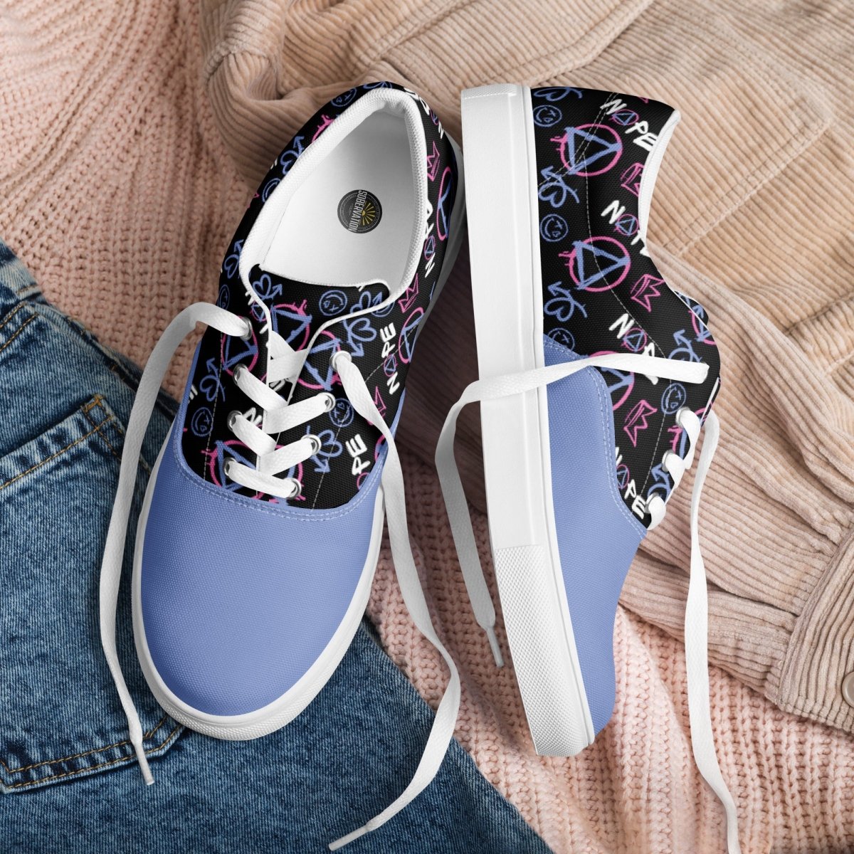 Nope Collection Graffiti Women's Lace Up Canvas Sneakers - Bold & Stylish Casual Shoes for Streetwear Fashion & Urban Outfits