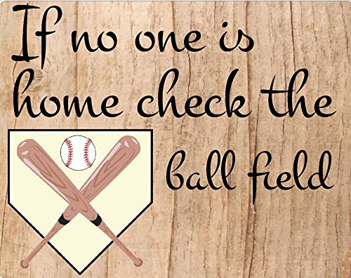 7x9 Inch Metal Ball Park Sign - Rustic Baseball Wreath Decor for Front Door, Yard & Game Room - 