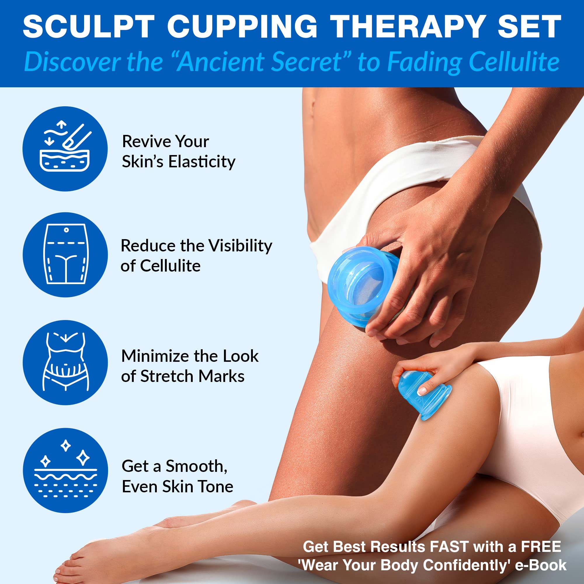 Lure Essentials Sculpt Silicone Cupping Therapy Set - Anti Cellulite Massage Cups for Lymphatic Drainage & Muscle Relaxation | Vacuum Suction Body Massager for Pain Relief, Detox & Skin Tightening | Perfect for Home Spa, Post-Workout Recovery & Wellness Routine