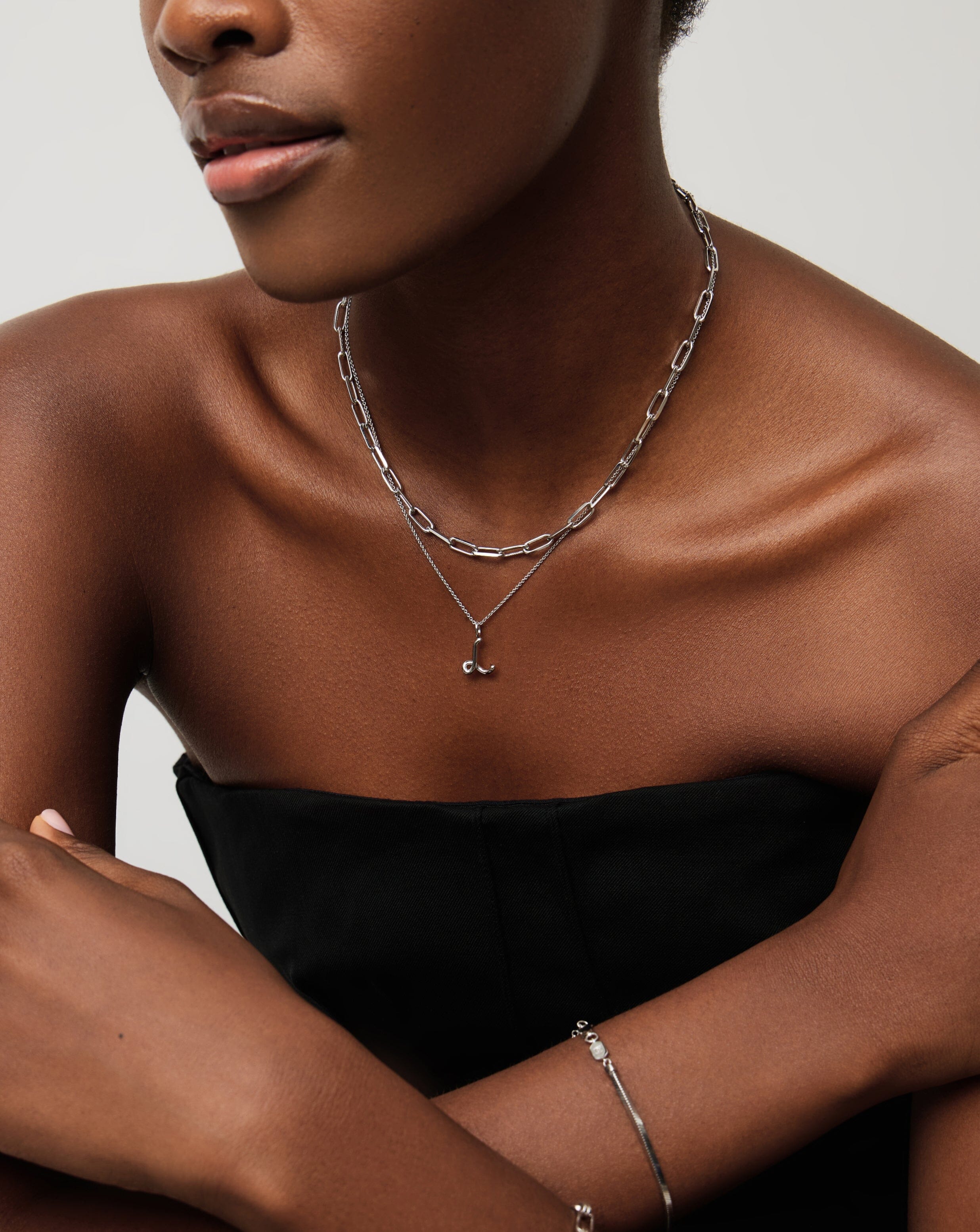 Curly Molten Mini Initial Necklace | Sterling Silver Personalized Jewelry for Women | Perfect Gift for Birthday, Anniversary & Valentine's Day