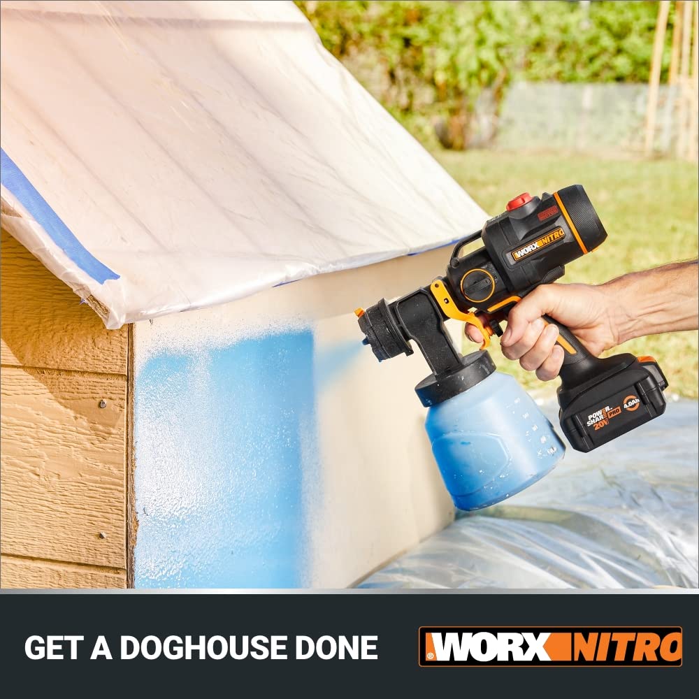 Worx Nitro WX020L 20V Cordless Paint Sprayer with Brushless Motor - Power Share Battery System - Perfect for DIY Home Projects, Furniture Painting & Wall Refinishing