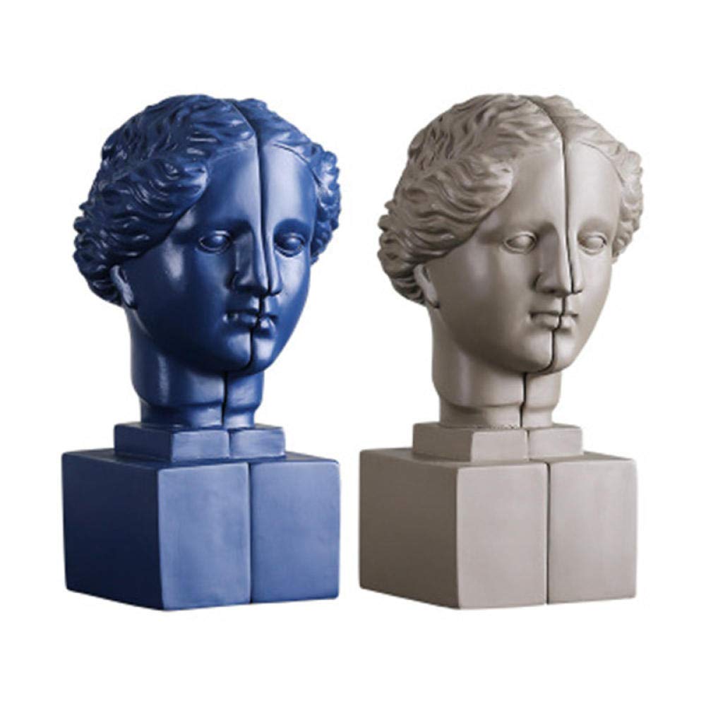 Roman Mythology & Norse Style Goddess Head Resin Bookends - Office Desktop Decoration, Creative Book Ends for Home & Study Room Decor - Perfect for Bookshelves, Desks, and Gift Giving