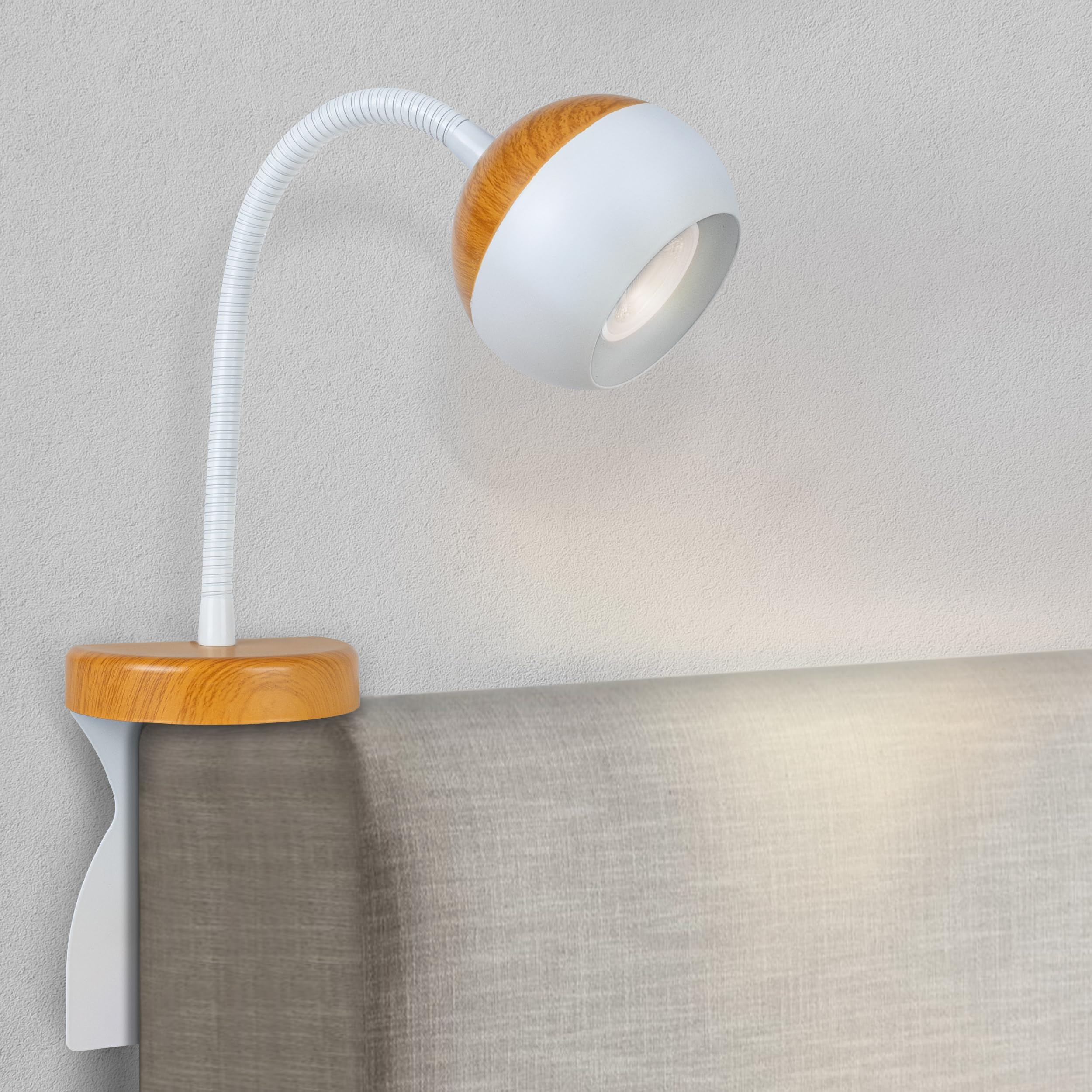 Solfres No Drill Bed Headboard Reading Light - Dimmable LED Book Lamp with Flexible Arm & Bulb for Bedtime Reading | Perfect for Bedrooms, Dorms & Nighttime Reading Comfort
