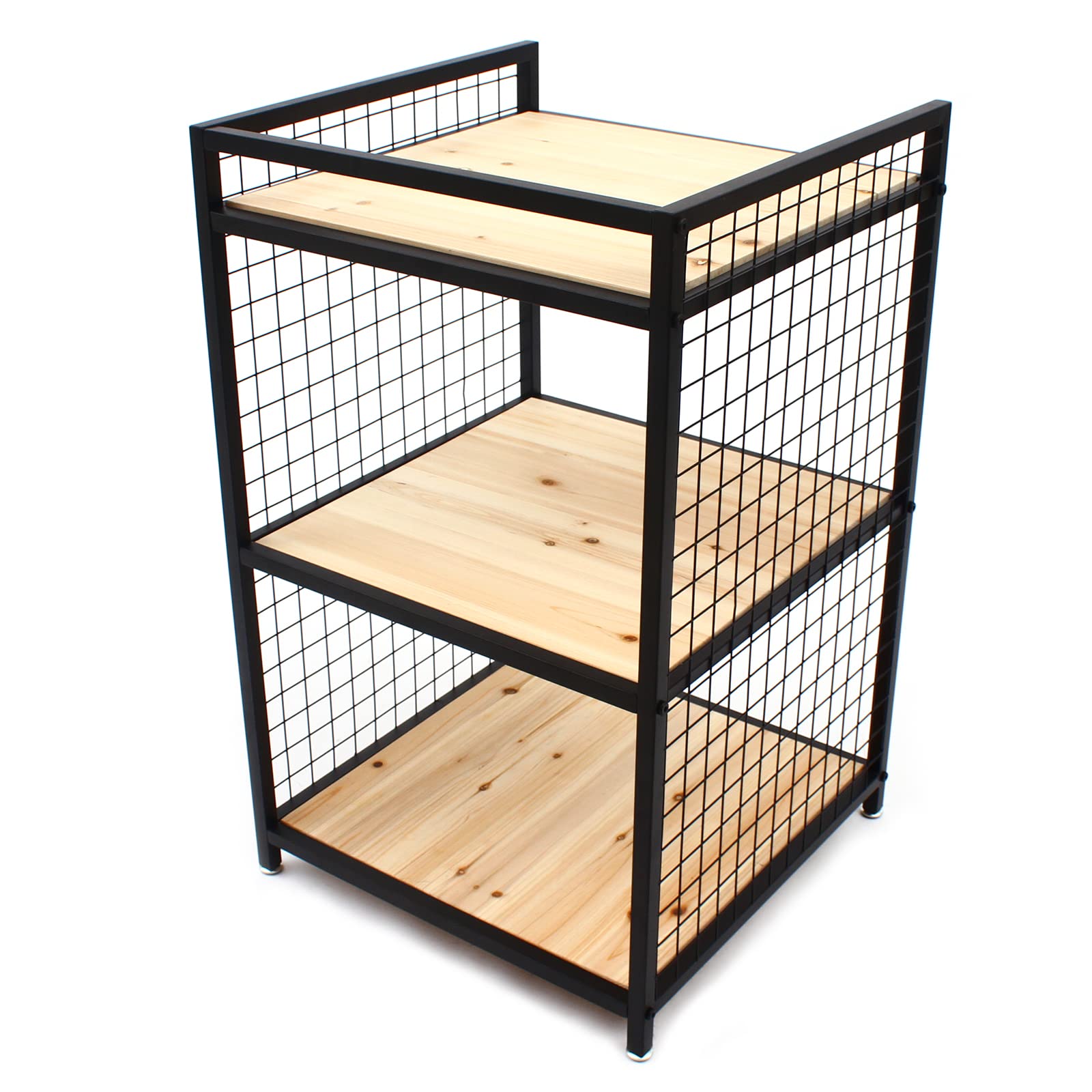 3-Tier Heavy Duty Metal Storage Shelf - Sturdy Wood & Metal Shelving Unit for Bathroom, Kitchen, Garage & Office Organization | Space-Saving Storage Solution for Home & Workspaces