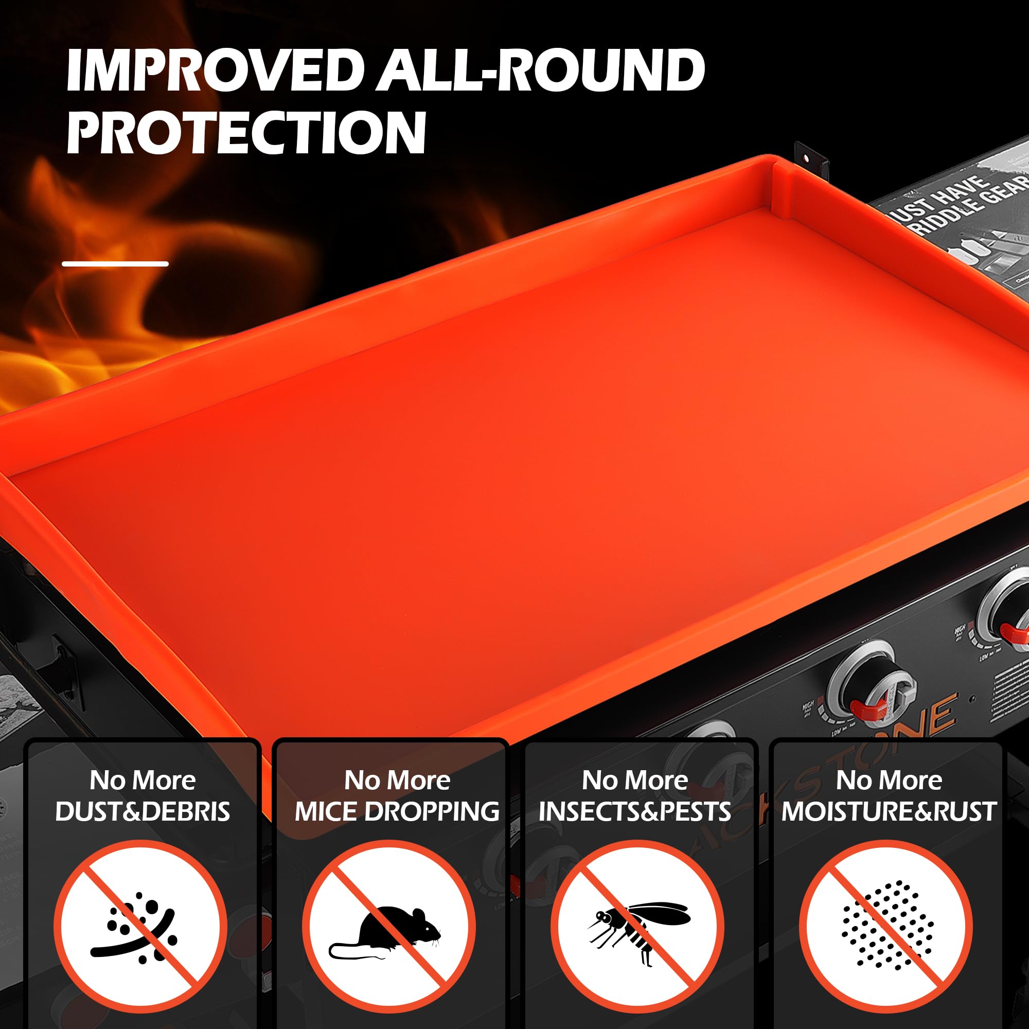 Upgraded Blackstone Griddle Cleaning Kit - 36 Inch Silicone Griddle Mat, Oil Cup Liner, Heat-Resistant Spatula Mat with Hanger, Scraper, Cleaning Brick & Scouring Pads - Perfect for Outdoor Cooking, Camping & Backyard BBQs