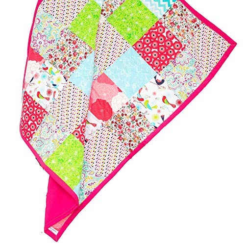 Handmade Patchwork Baby Girl Quilt - Soft Cotton Nursery Bedding for Crib & Toddler - Lightweight Quilted Comforter - Perfect for Nursery Decor, Baby Shower Gift & Cozy Nap Time