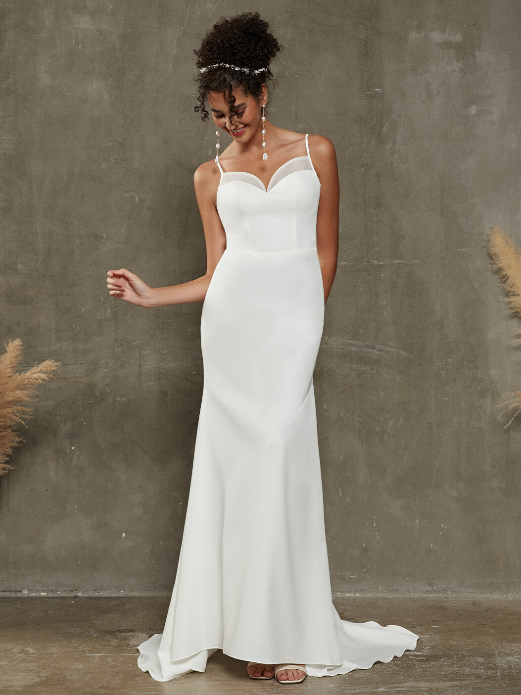 Elegant Diamond White Double FDY Sweetheart Mermaid Wedding Dress with Chapel Train - Perfect for Beach Weddings, Formal Ceremonies & Bridal Photoshoots