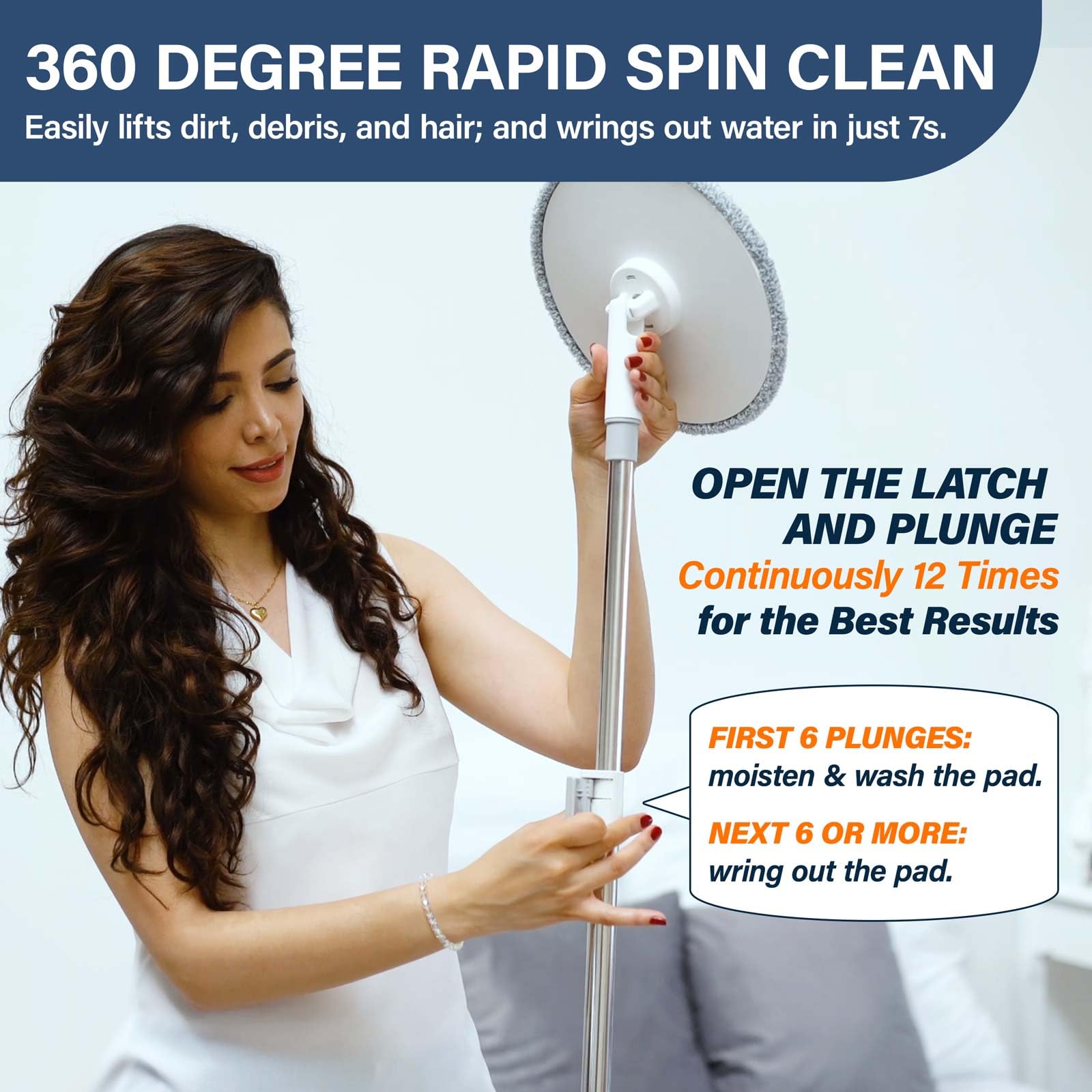 VENETIO Self-Wringing Spin Mop and Bucket Set with 2 Microfiber Pads - All-in-One Wet Dry Floor Cleaning System for Hardwood, Tile, Vinyl, Laminate & Marble Floors | Safe & Effective for Kitchen, Bathroom & Living Room Cleaning