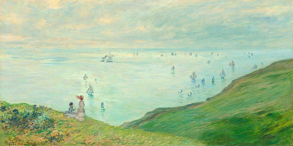 Claude Monet Cliffs at Pourville Poster Print - 48 x 24 Inch Famous Impressionist Artwork for Home & Office Decor | Living Room, Bedroom, Gallery Wall Display