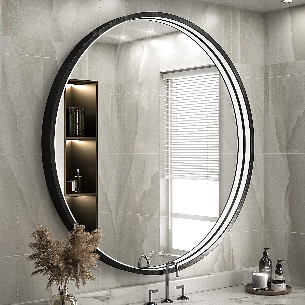 28 Inch LED Round Bathroom Mirror with Light - Anti-Fog, Dimmable Touch Switch, Waterproof IP54, 90+ CRI - Perfect for Vanity, Makeup, Shaving & Bathroom Decor