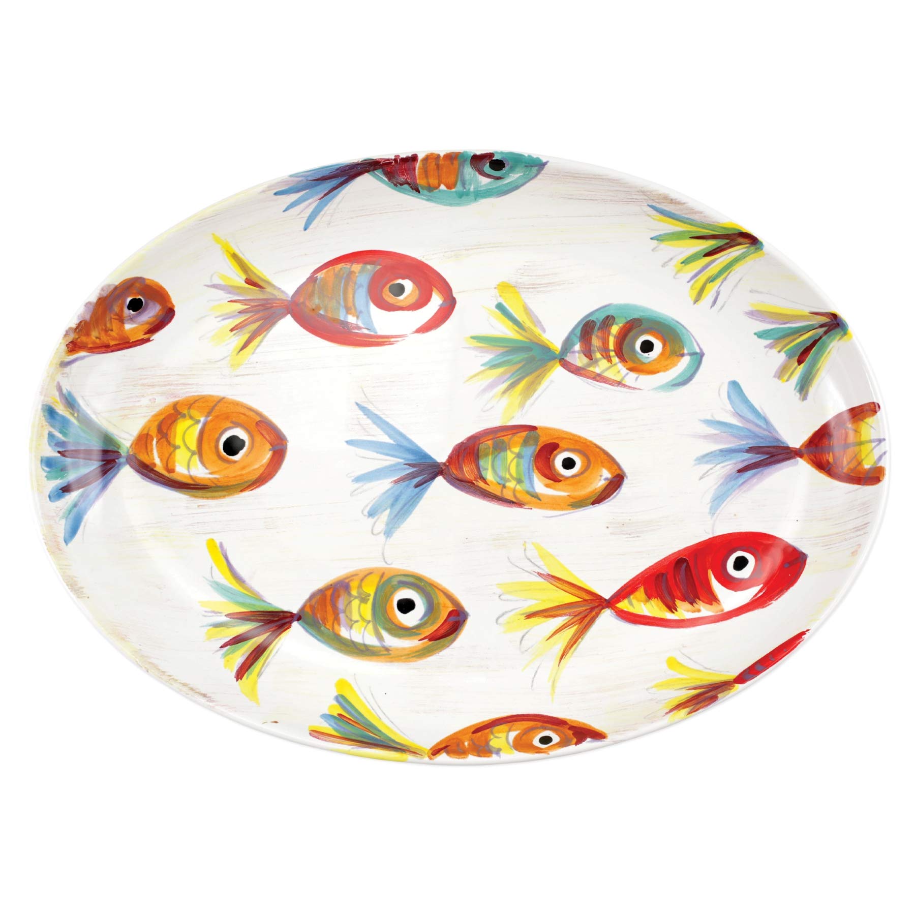 Vietri Pesci Colorati Oval Platter - Handmade Italian Earthenware Serving Dish for Steak, Salad, Dessert, Seafood & Snacks | Elegant Tableware for Dinner Parties, Holiday Entertaining & Restaurant Use