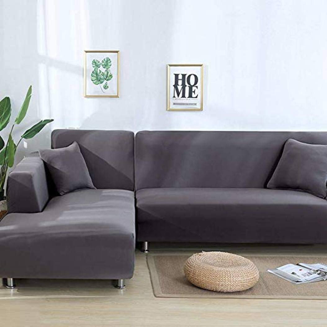 1PC Wine Red Elastic Anti-Dust Sofa Cover - Stretchable Couch Slipcover for L-Shaped Sectional & Corner Sofa - Perfect for Living Room, Home Decor & Pet Protection