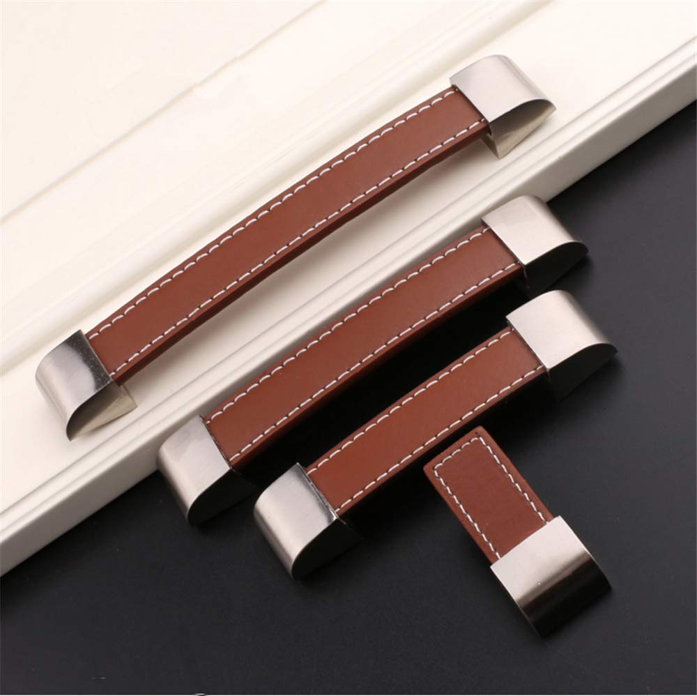 10-Piece Vintage Leather Drawer Handles - 160mm Hole Spacing for Wardrobes, Shoeboxes, Briefcases, Suitcases & Wine Cabinets - Antique Furniture Hardware for DIY Wooden Box & Cabinet Upgrades