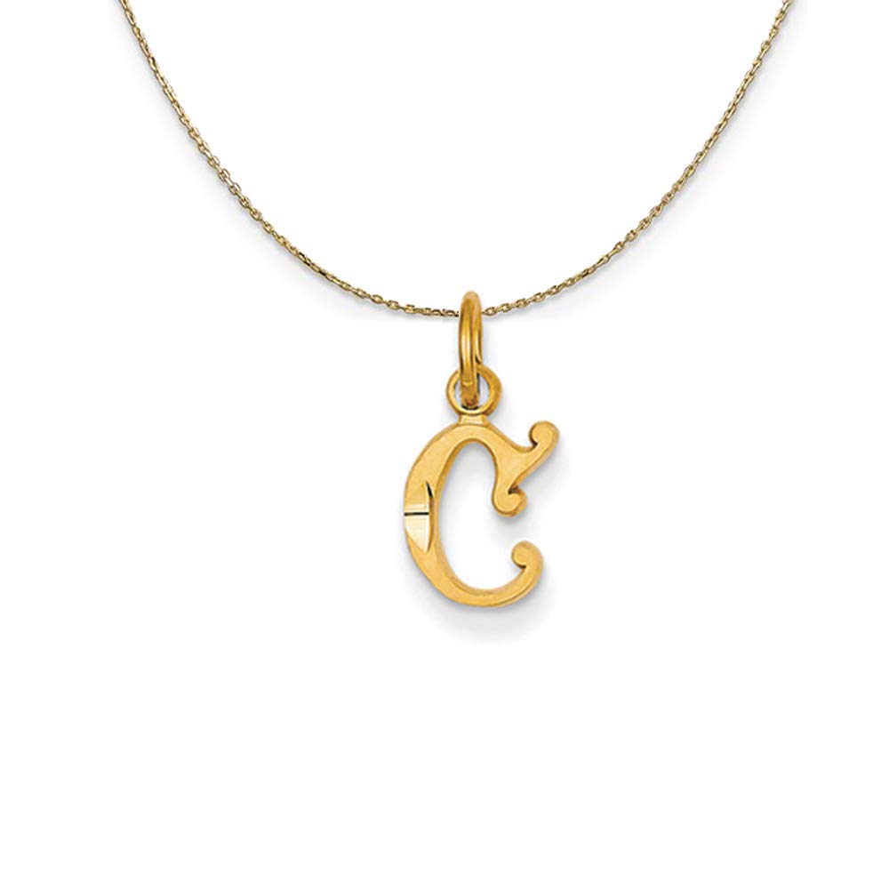 14K Yellow Gold Mini Letter C Initial Necklace - Isabelle Black Bow Pendant for Women, Elegant Personalized Jewelry Gift for Birthday, Anniversary & Valentine's Day | Perfect for Everyday Wear & Special Occasions
