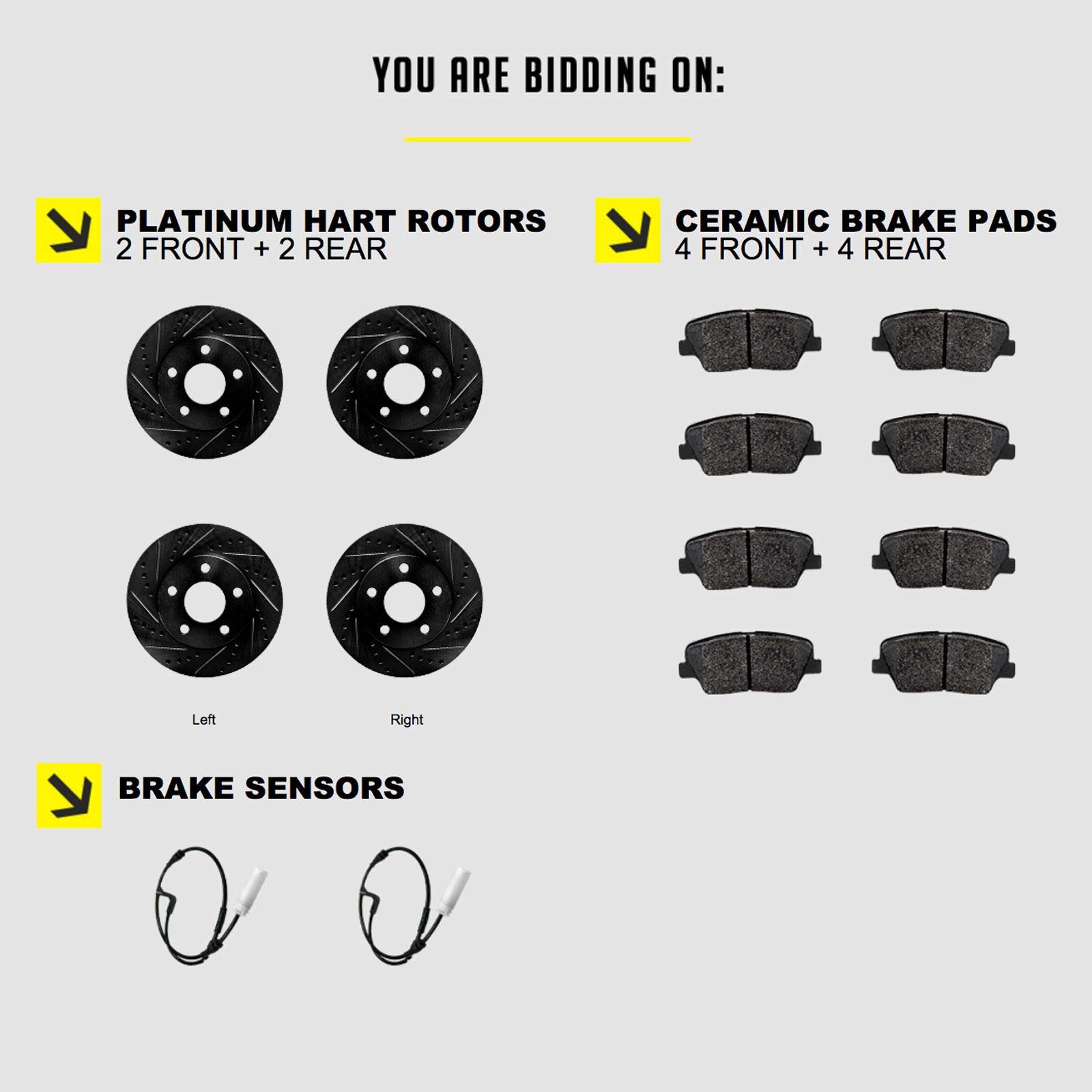 Hart BHCC.34054.02 Front & Rear Brake Kit - Ceramic Brake Pads & Rotors Set | High-Performance Braking System for Cars, Trucks & SUVs | Smooth Stopping Power for Daily Commute & Highway Driving