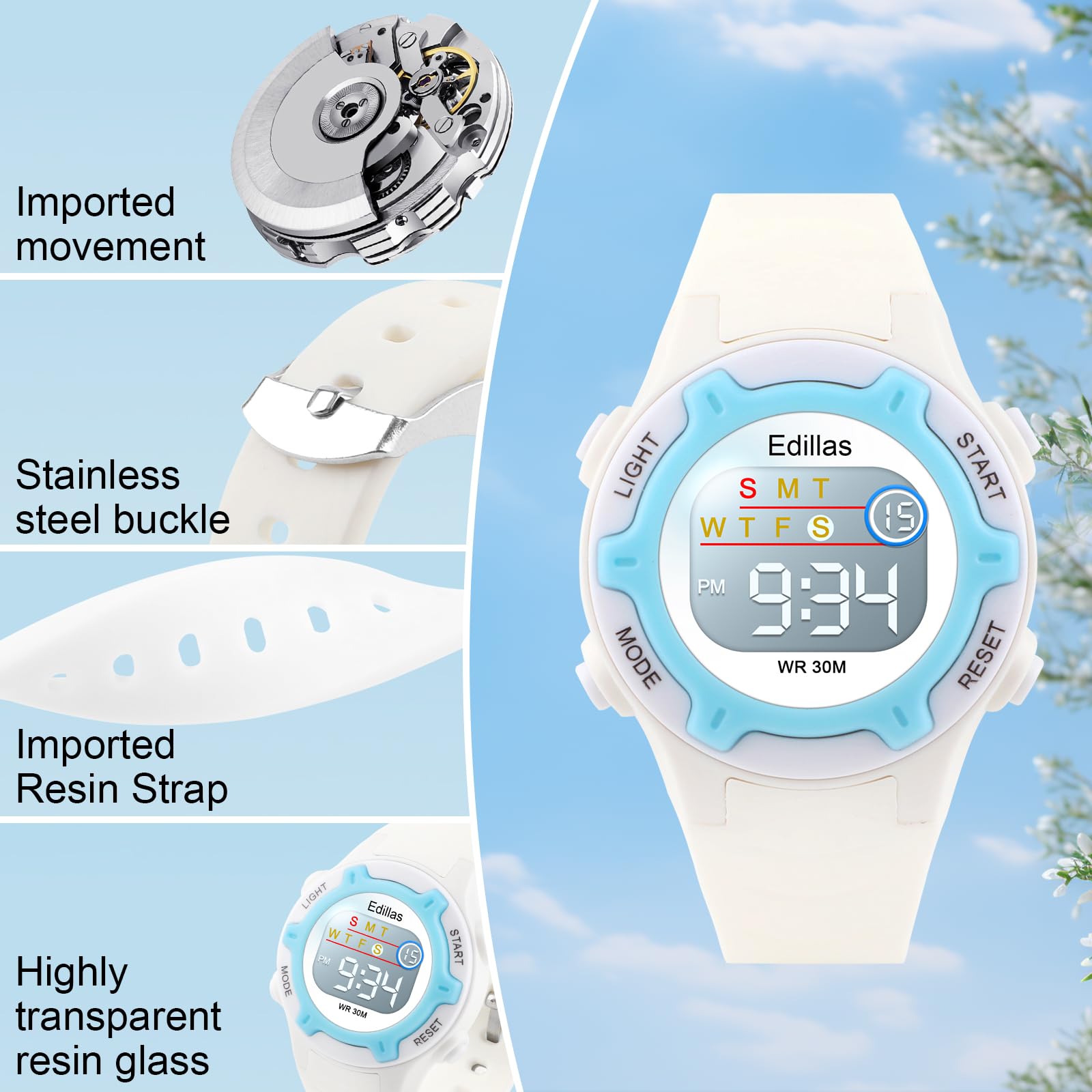 **Edillas Kids Digital Watch for Girls & Boys - Waterproof, LED Backlight, Alarm & Stopwatch - Perfect for School, Sports & Outdoor Activities (Ages 4-13)**