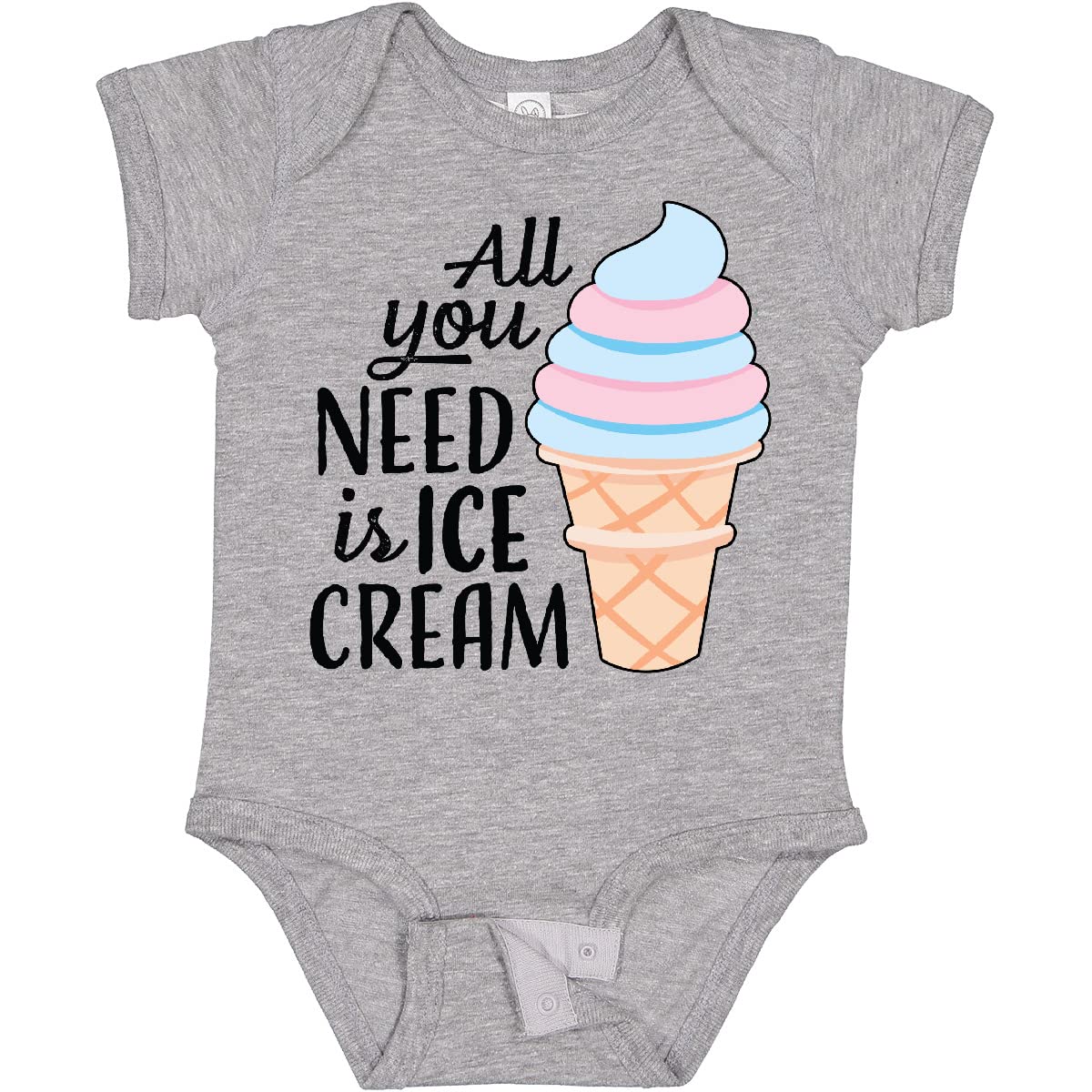 Inktastic All You Need is Ice Cream with Ice Cream Cone Baby Bodysuit - Cute Infant Onesie for Summer Outings, Birthday Parties & Photo Shoots