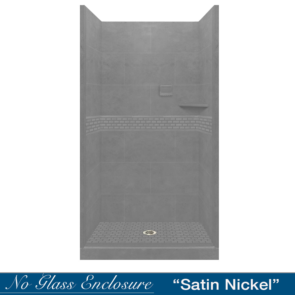 Alcove Wet Cement Sistine Stone & Classic Stone DIY Shower Remodel Kit - Waterproof Bathroom Wall Tile Accent for Modern Home Renovation