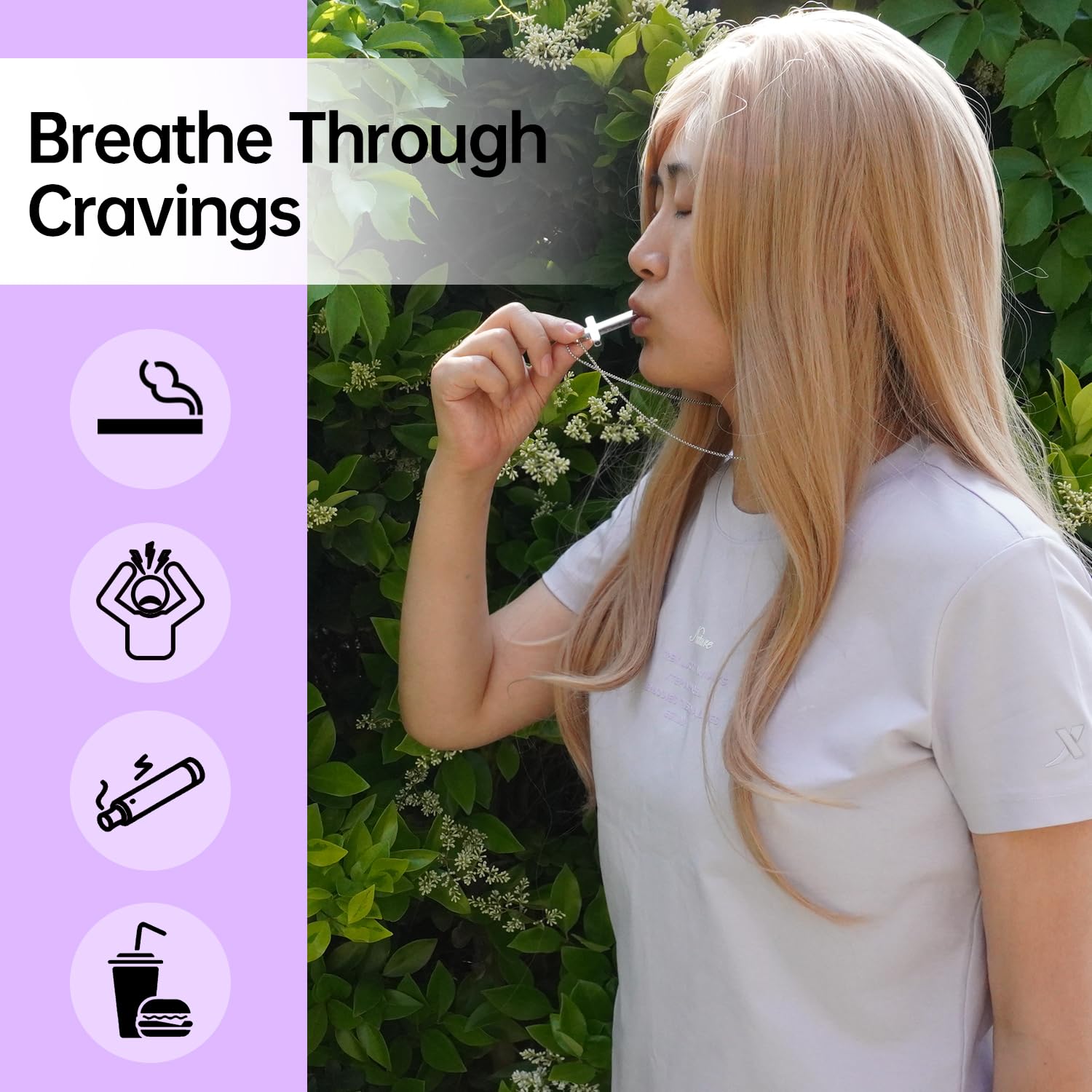 Breathlink Quit Smoking Necklace - Stainless Steel Anxiety Relief Gift for Mindfulness & Meditation
