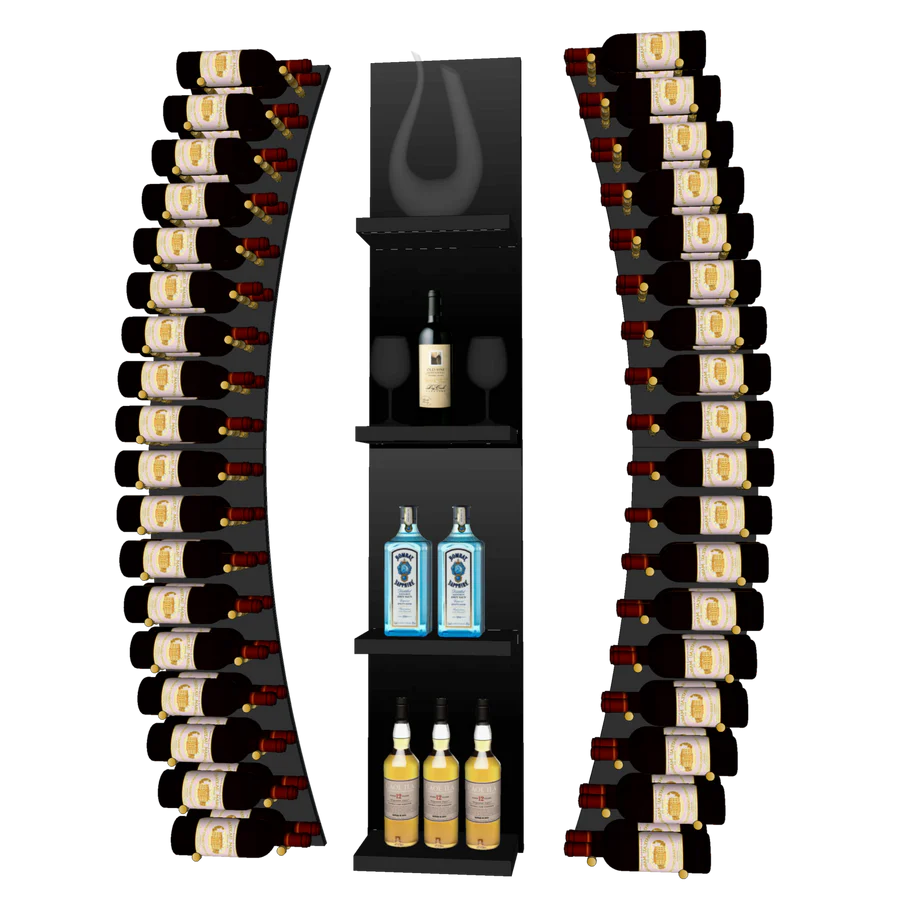 Blue Grouse THE WINE BAR CURVED VINdustry Wine Wall - Premium Curved Wine Rack for Home Bar, Kitchen & Dining Room Decor - Perfect for Wine Storage & Display in Restaurants, Hotels & Wine Cellars