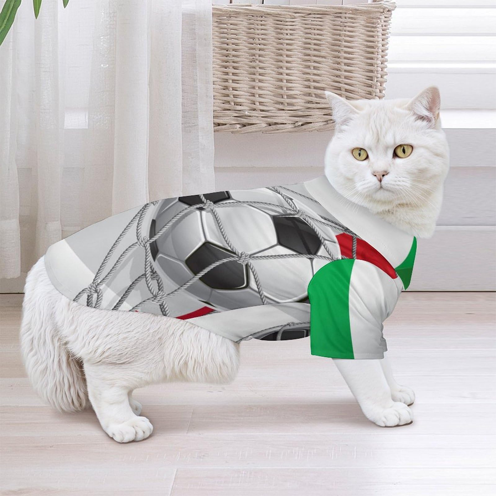 Italy Flag Soccer Dog Shirts - Button Up Pet T-Shirts & Sweatshirts for Small Medium Dogs & Cats - Cute Soccer Fan Outfits for Game Day & National Pride Celebrations
