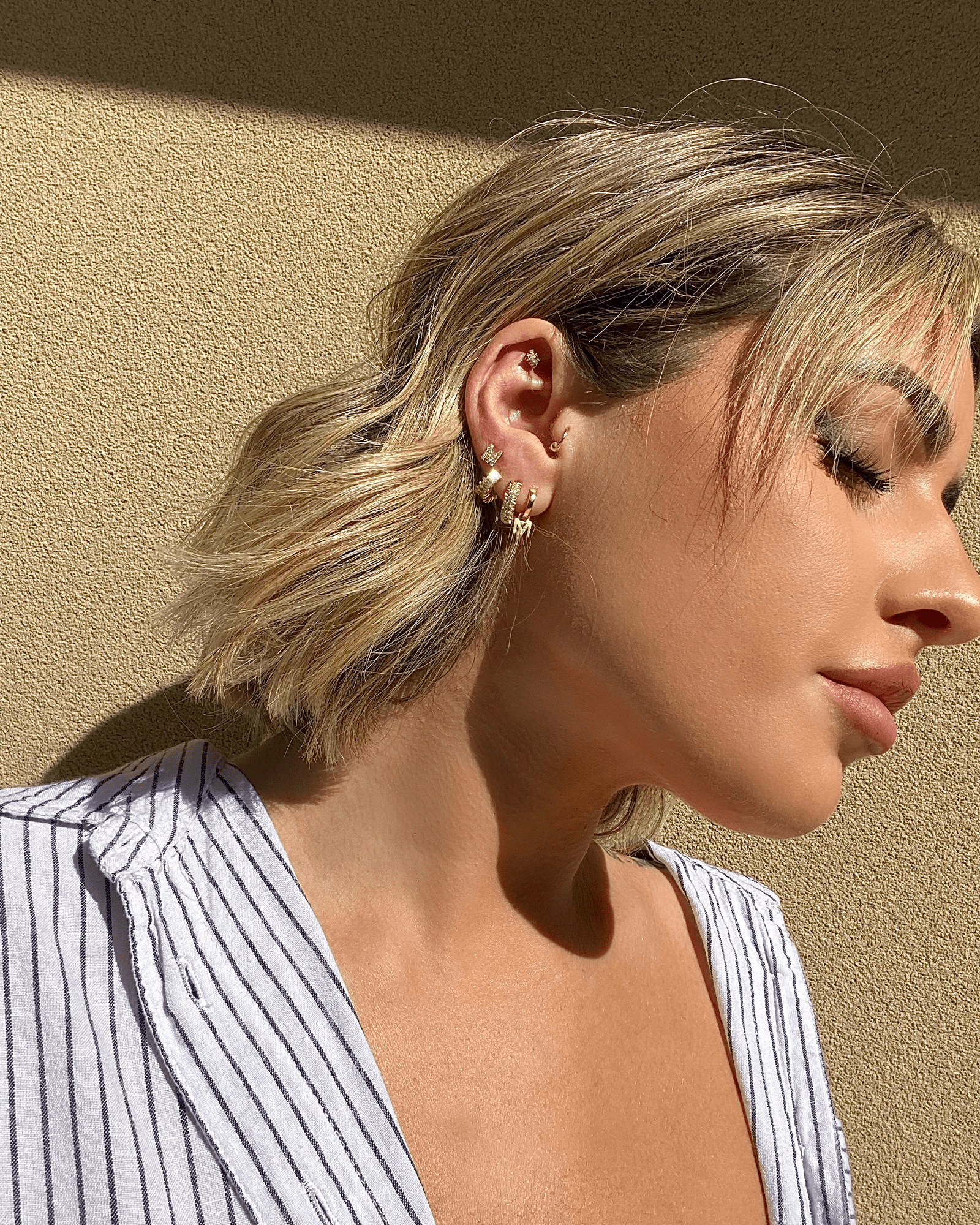 Izoa Celine Huggie Earrings - 14K Gold Plated Hoop Earrings with Clear Crystals, Minimalist Everyday Jewelry for Women | Perfect for Work, Date Night & Special Occasions