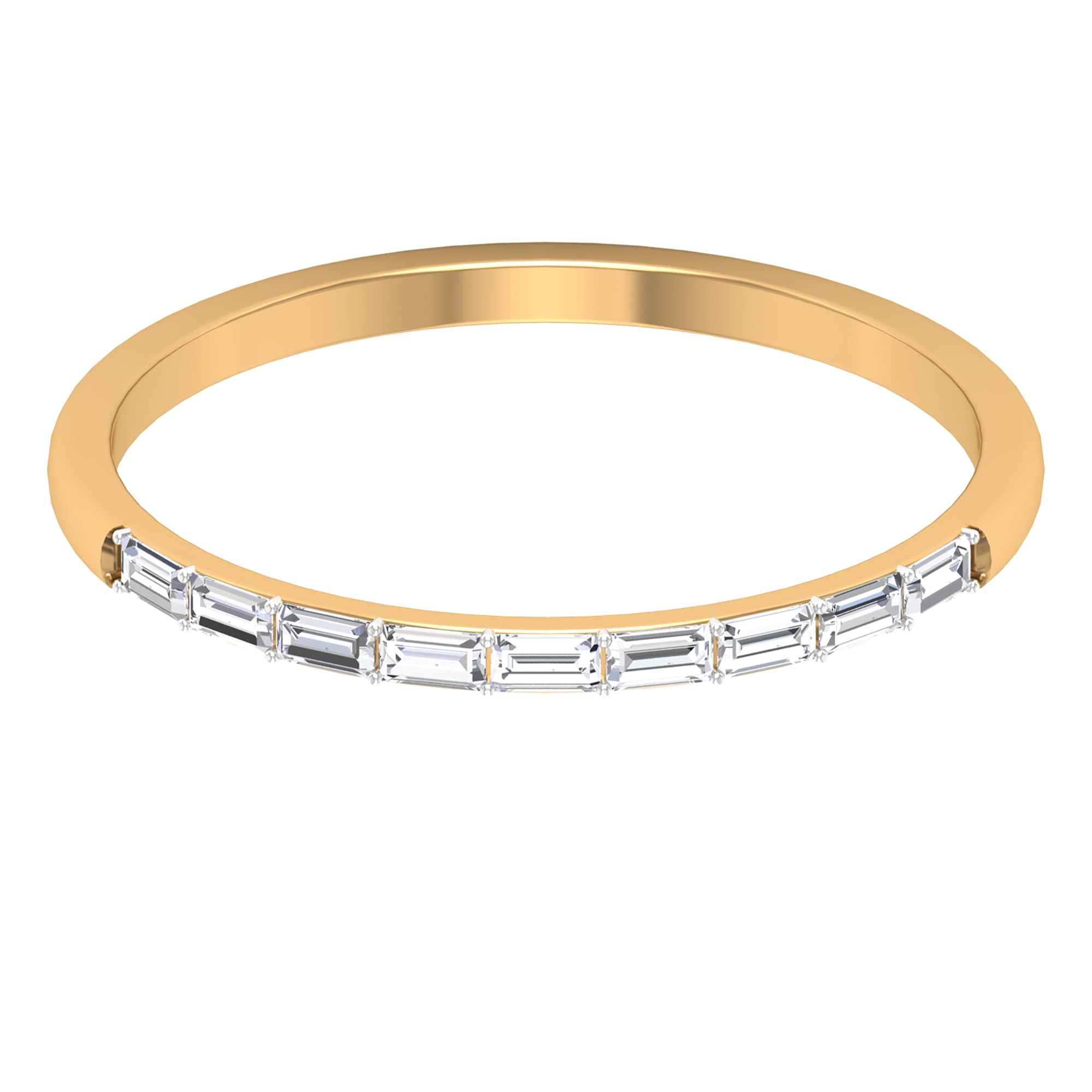 HI-SI Certified Baguette Diamond Ring | Minimalist Bar Wedding Band | 10K Solid Gold Stackable Promise Ring for Women | Anniversary Gift for Her | Perfect for Everyday Wear & Special Occasions
