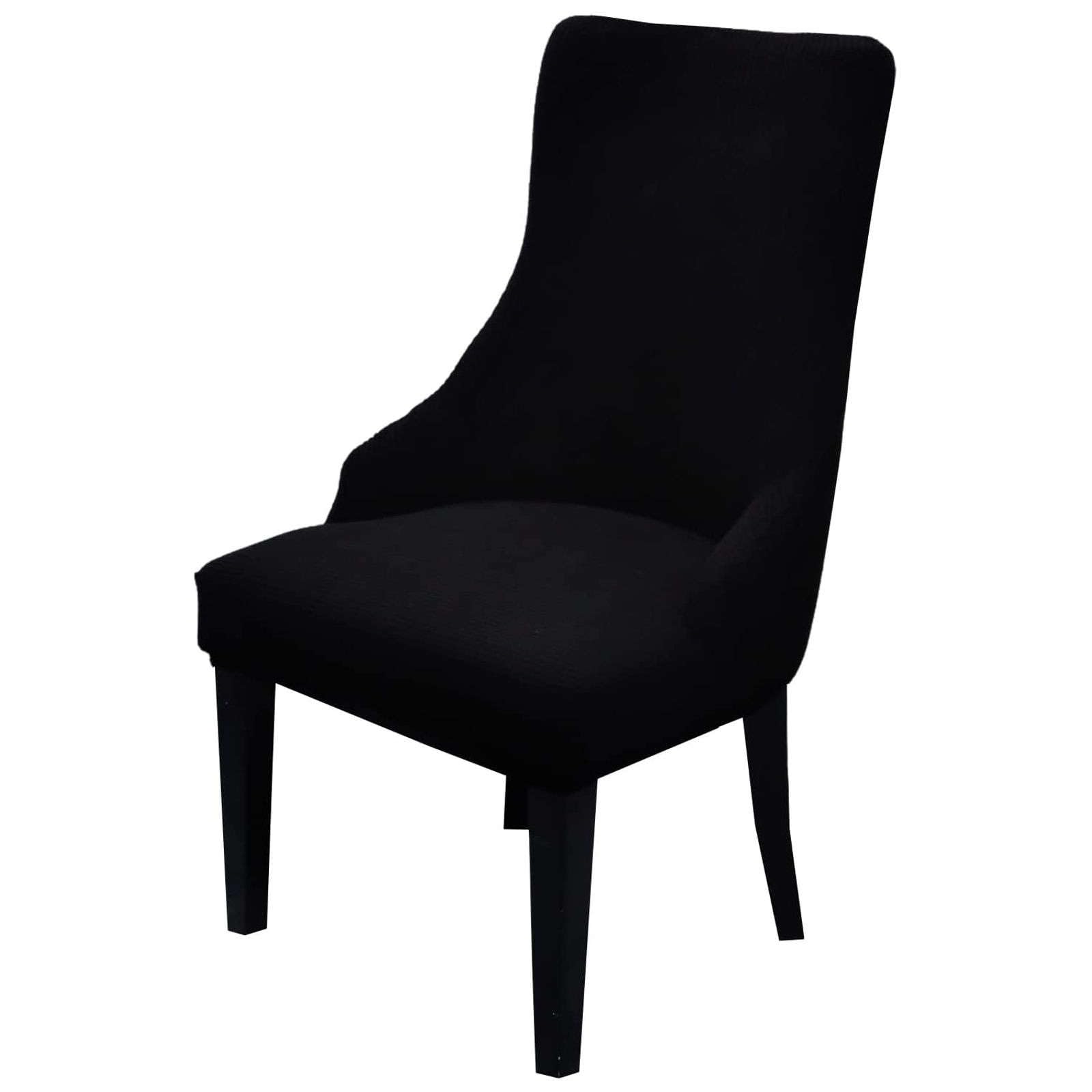 Stretch Wingback Chair Covers - Plaid Protector for Dining & Bedroom - Set of 2 Black