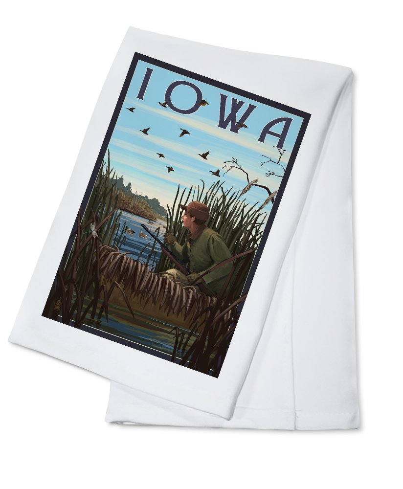 Premium 100% Cotton Tea Towel - Iowa, Hunter & Lake Themed Decorative Hand Towel for Kitchen, Bathroom & Home Decor | Dish Drying, Gift Giving & Farmhouse Styling
